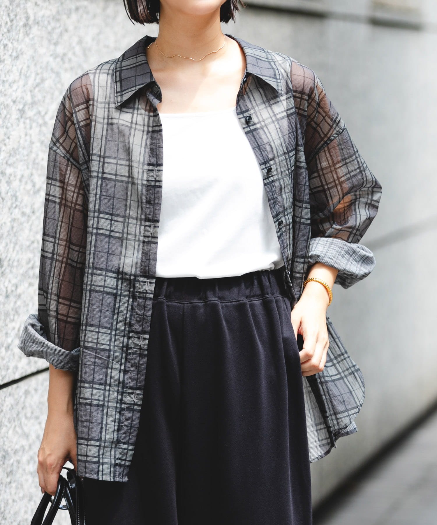 【アーバンリサーチ/URBAN RESEARCH】のシアーチェックオーバーシャツ インテリア・キッズ・メンズ・レディースファッション・服の通販 founy(ファウニー) 　ファッション　Fashion　レディースファッション　Fashion for Women　トップス・カットソー　Cut & Sew Tops　シャツ・ブラウス・オフィスカジュアル　Elegant Blouses & Button-Ups　2025年　2025　2025-2026秋冬・A/W　Autumn/Winter 2025–26 AW25–26　冬　Winter / This Winter　おすすめ　Recommended / Our Picks　インナー　Innerwear　シアー　Sheer, See-Through　シンプル　Simple, Minimal　チェック　Check, Plaid, Tartan　夏　Summer　秋　Autumn　A/W・秋冬　Autumn/Winter　GRAY|ID: prp329100004978378 ipo3291000000037308975