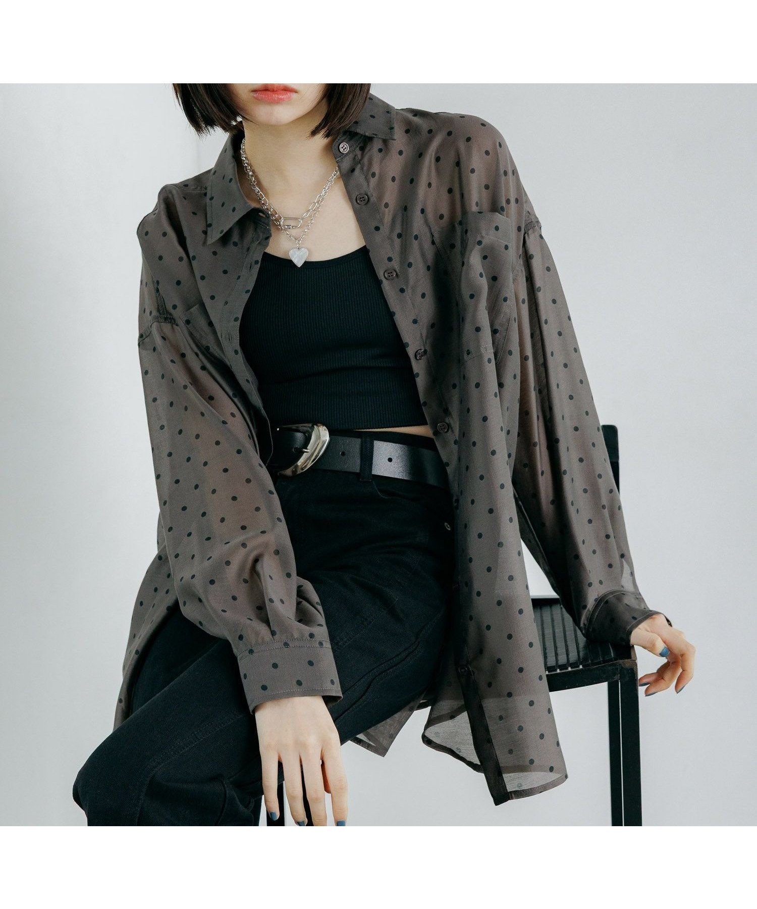 【ページボーイ/PAGEBOY】のクルケアシアーシャツ インテリア・キッズ・メンズ・レディースファッション・服の通販 founy(ファウニー) 　ファッション　Fashion　レディースファッション　Fashion for Women　トップス・カットソー　Cut & Sew Tops　シャツ・ブラウス・オフィスカジュアル　Elegant Blouses & Button-Ups　おすすめ　Recommended / Our Picks　キャミワンピース　Cami Dress, Slip Dress　クール　Cool, Chic　シアー　Sheer, See-Through　スラックス　Slacks, Dress Pants　デニム　Denim, Jeans Material　ドット　Polka Dot, Dot Pattern　フェミニン　Feminine, Girly　プリント　Print, Printed Pattern　ルーズ　Loose, Oversized　春　Spring　無地　Plain, Solid Color　ドット01|ID: prp329100004978385 ipo3291000000037309017