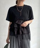 【ドゥドゥ/DouDou】の【WEB限定】異素材切替フリルTEE 大人の最旬トレンドファッション＆コーディネート founy(ファウニー) ファッション Fashion レディースファッション Fashion for Women アシンメトリー Asymmetrical Style カットソー Cut and Sewn Top 切替 Switching, Contrast Panel シンプル Simple, Minimal スマート Smart, Elegant フリル Frill, Ruffle ミックス Mix, Mixed Style リラックス Relax, Relaxed Fit S/S・春夏 SS, Spring/Summer, Warm Season 再入荷 Restock / Back in Stock 夏 Summer 2026年 2026 2026春夏・S/S Spring/Summer 2026 SS26 thumbnail ブラック|ID: prp329100004978396 ipo3291000000037309077