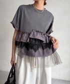 【ドゥドゥ/DouDou】の【WEB限定】異素材切替フリルTEE 大人の最旬トレンドファッション＆コーディネート founy(ファウニー) ファッション Fashion レディースファッション Fashion for Women アシンメトリー Asymmetrical Style カットソー Cut and Sewn Top 切替 Switching, Contrast Panel シンプル Simple, Minimal スマート Smart, Elegant フリル Frill, Ruffle ミックス Mix, Mixed Style リラックス Relax, Relaxed Fit S/S・春夏 SS, Spring/Summer, Warm Season 再入荷 Restock / Back in Stock 夏 Summer 2026年 2026 2026春夏・S/S Spring/Summer 2026 SS26 thumbnail ダークグレー|ID: prp329100004978396 ipo3291000000037309079