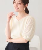 【インデックス/INDEX】の【UVケア】レーススリーブハートネックニット《洗濯機OK/抗ピル/XS~LL》 アイボリー|ID: prp329100004978401 ipo3291000000037309106