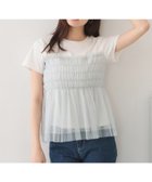 【インデックス/INDEX】のチュールペプラムトップス【洗濯機OK/接触冷感/UVケア】 大人の最旬トレンドファッション＆コーディネート founy(ファウニー) ファッション Fashion レディースファッション Fashion for Women トップス・カットソー Cut & Sew Tops シャーリング Shirring, Ruched シルケット Silket, Silky Cotton スマート Smart, Elegant チュール Tulip, Tulip Motif フェミニン Feminine, Girly おすすめ Recommended / Our Picks 夏 Summer エレガント 上品 Elegant thumbnail サックスブルー|ID: prp329100004978402 ipo3291000000037309114