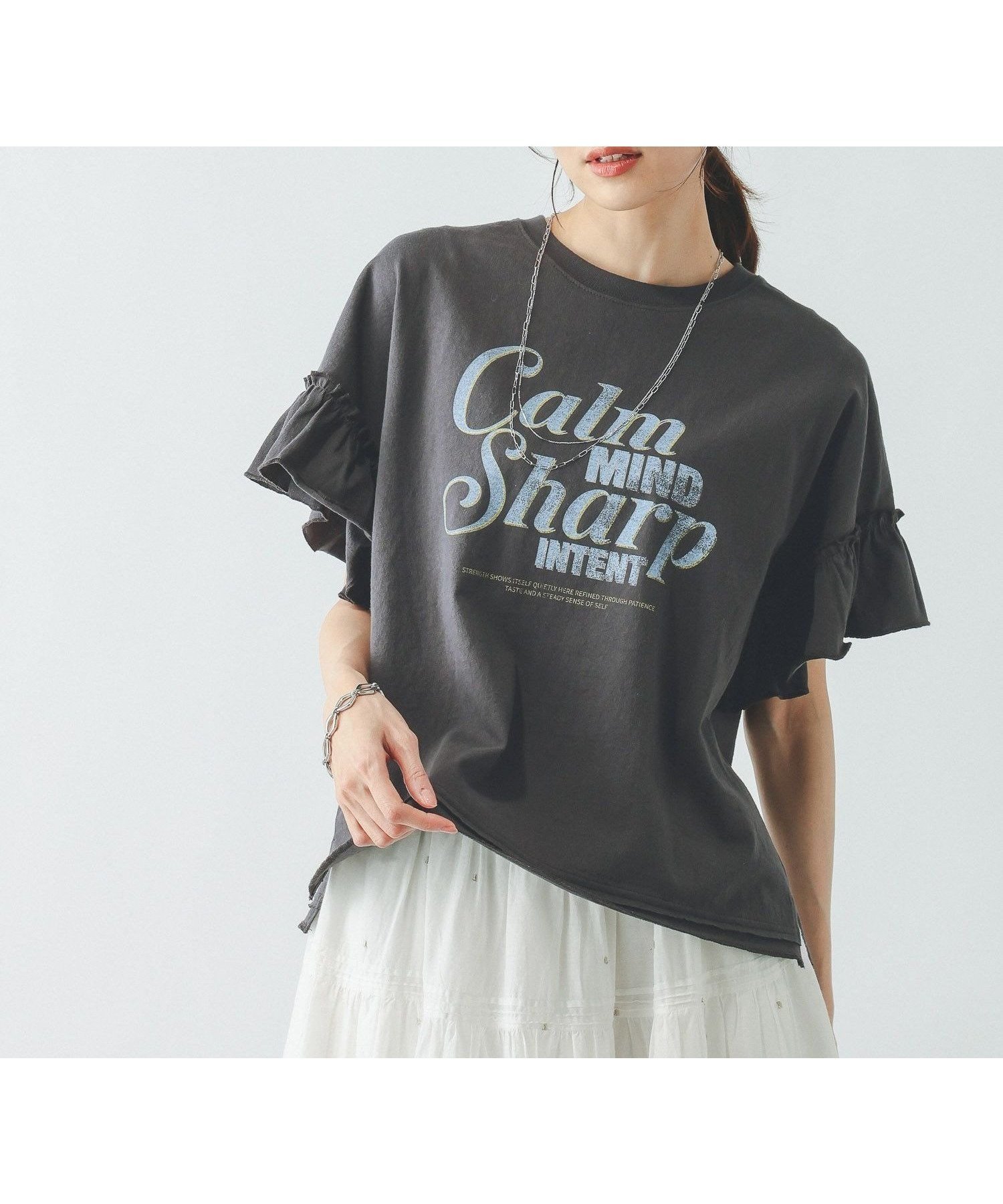 【グローバルワーク/GLOBAL WORK】のヘビロッTEEフリルプリント半袖/663965 大人の最旬トレンドファッション＆コーディネート founy(ファウニー) 　ファッション　Fashion　レディースファッション　Fashion for Women　トップス・カットソー　Cut & Sew Tops　おすすめ　Recommended / Our Picks　アウトドア　Outdoor Clothing　カーゴパンツ　Cargo Pants, Utility Pants　サンダル　Sandals, Summer Shoes　フリル　Frill, Ruffle　プリント　Print, Printed Pattern　ヴィンテージ　Vintage Style　半袖　Short Sleeve, Half Sleeve　夏　Summer　 other-1|ID: prp329100004978413 ipo3291000000037309172