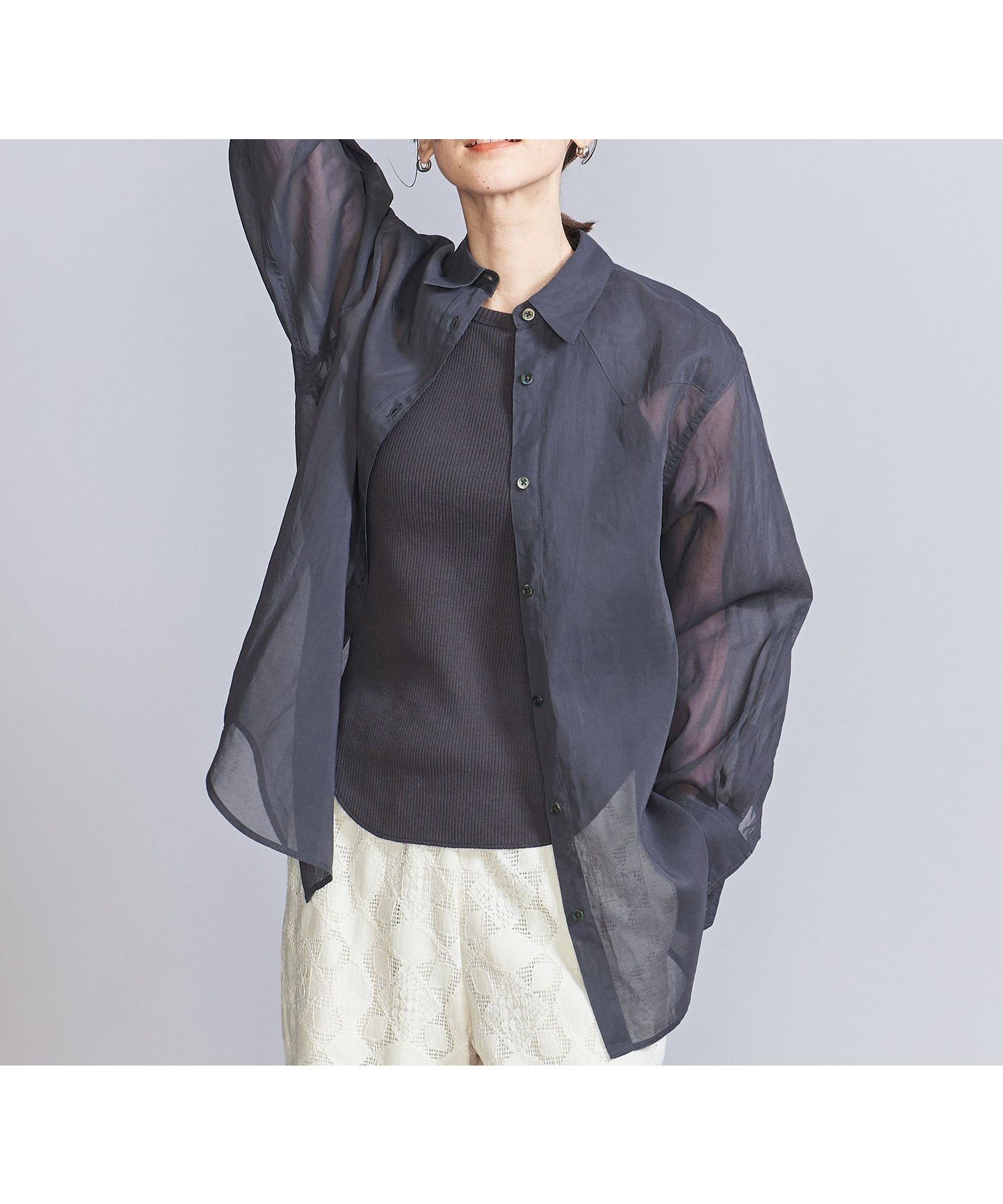【ユナイテッドアローズ/UNITED ARROWS】のコットンシアー ウエスタンシャツ 大人の最旬トレンドファッション＆コーディネート founy(ファウニー) 　ファッション　Fashion　レディースファッション　Fashion for Women　トップス・カットソー　Cut & Sew Tops　シャツ・ブラウス・オフィスカジュアル　Elegant Blouses & Button-Ups　インナー　Innerwear　ウエスタン　Western Style　オーガンジー　Organza Fabric　シルク　Silk, 100% Silk　プリント　Print, Printed Pattern　羽織　Haori, Light Jacket　ヨーク　Yoke, Yoke Design　リラックス　Relax, Relaxed Fit　アウトレット　Outlet / Clearance　おすすめ　Recommended / Our Picks　 other-1|ID: prp329100004978422 ipo3291000000037309227