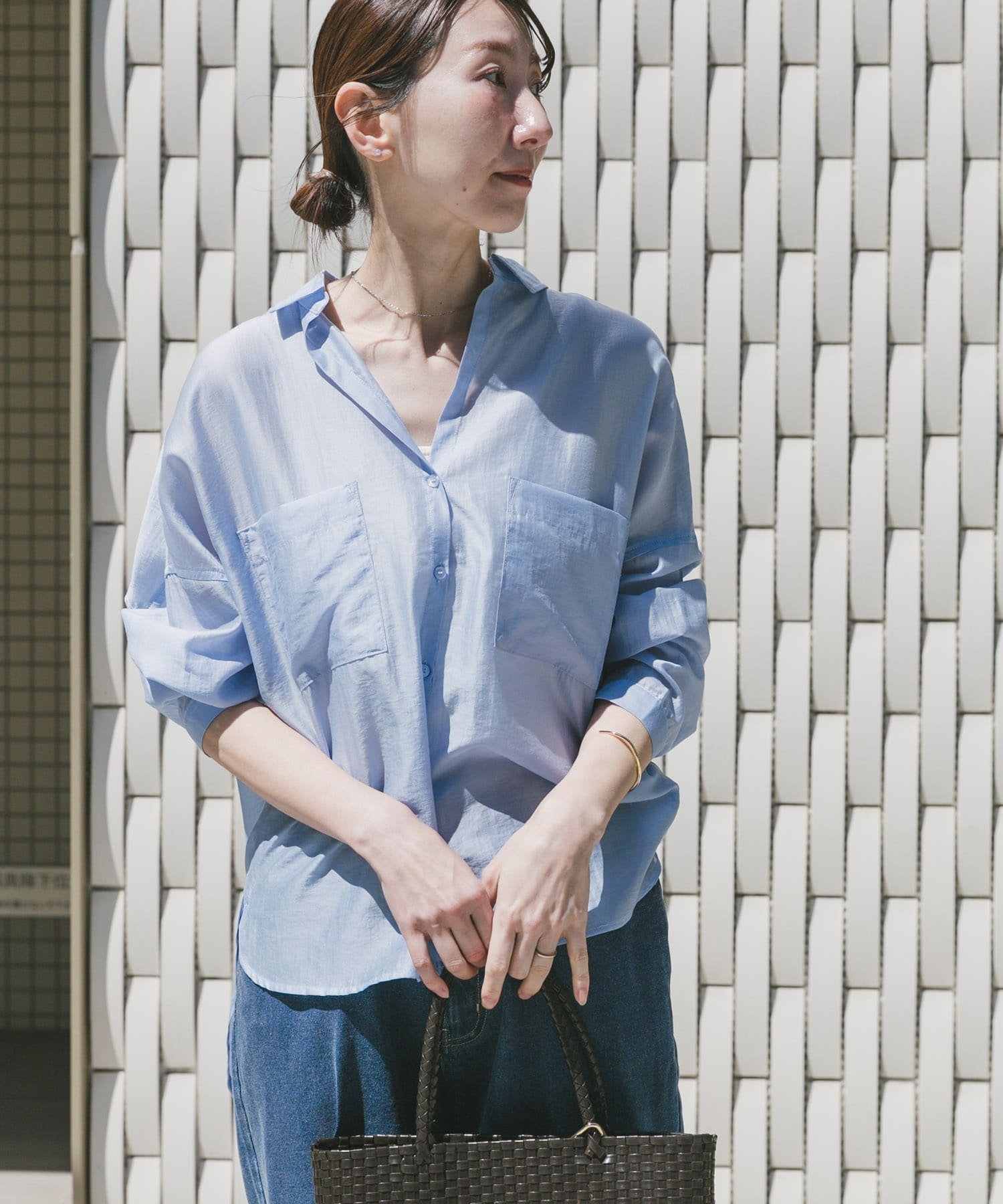 【アイテムズアーバンリサーチ/ITEMS URBAN RESEARCH】のシアーポケットスキッパーシャツ インテリア・キッズ・メンズ・レディースファッション・服の通販 founy(ファウニー) 　ファッション　Fashion　レディースファッション　Fashion for Women　トップス・カットソー　Cut & Sew Tops　シャツ・ブラウス・オフィスカジュアル　Elegant Blouses & Button-Ups　2026年　2026　2026春夏・S/S　Spring/Summer 2026 SS26　シアー　Sheer, See-Through　スキッパー　Skipper, Open Collar　リラックス　Relax, Relaxed Fit　エレガント 上品　Elegant　夏　Summer　S/S・春夏　SS, Spring/Summer, Warm Season　ライトブルー|ID: prp329100004978426 ipo3291000000037309244