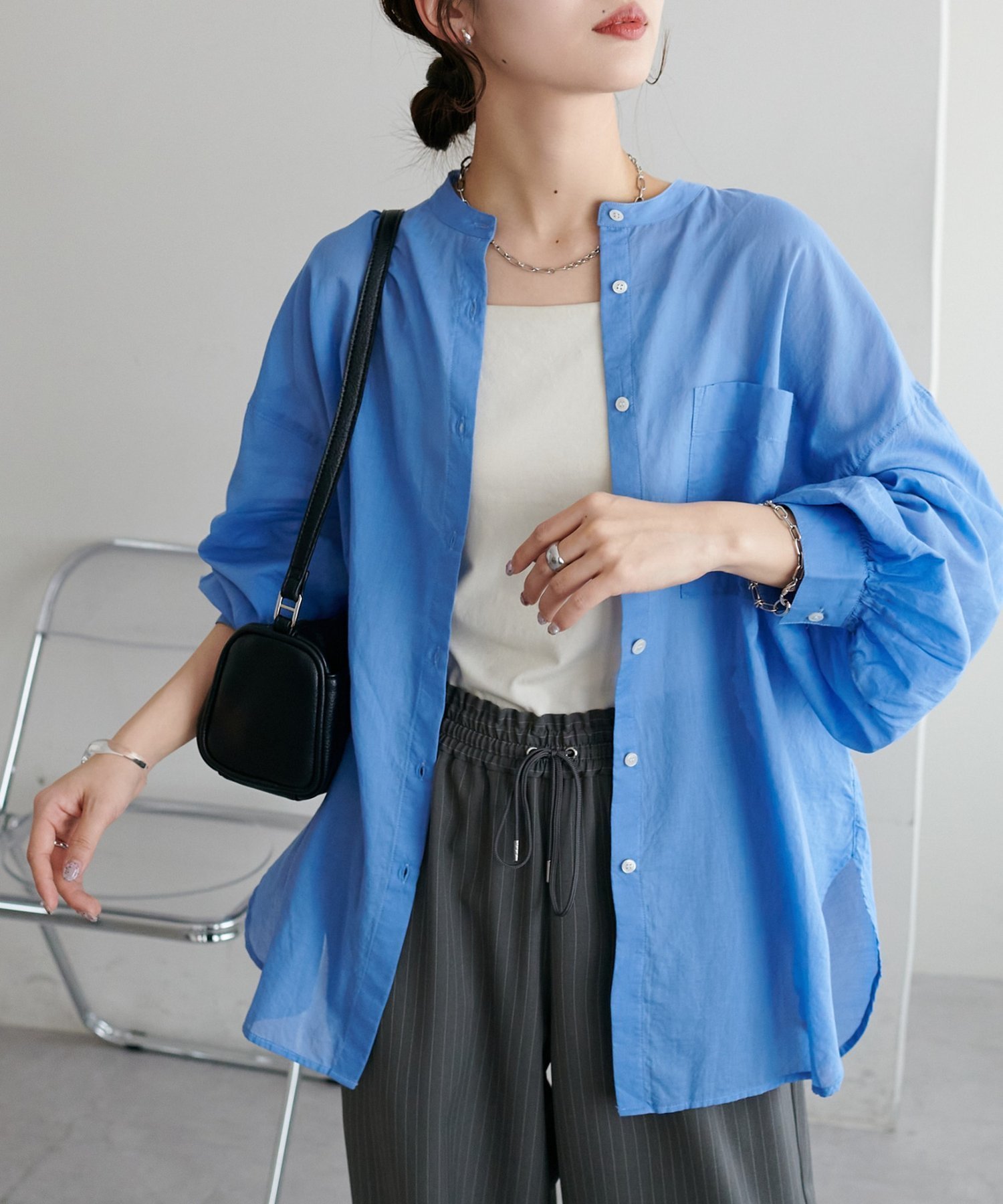 【ディスコート/Discoat】の【WEB限定】コットンシアーバンドカラーシャツ 大人の最旬トレンドファッション＆コーディネート founy(ファウニー) 　ファッション　Fashion　レディースファッション　Fashion for Women　トップス・カットソー　Cut & Sew Tops　シャツ・ブラウス・オフィスカジュアル　Elegant Blouses & Button-Ups　インナー　Innerwear　シンプル　Simple, Minimal　エレガント 上品　Elegant　羽織　Haori, Light Jacket　 other-1|ID: prp329100004978434 ipo3291000000037309302