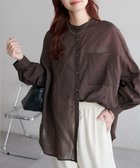 【ディスコート/Discoat】の【WEB限定】コットンシアーバンドカラーシャツ 大人の最旬トレンドファッション＆コーディネート founy(ファウニー) ファッション Fashion レディースファッション Fashion for Women トップス・カットソー Cut & Sew Tops シャツ・ブラウス・オフィスカジュアル Elegant Blouses & Button-Ups インナー Innerwear シンプル Simple, Minimal エレガント 上品 Elegant 羽織 Haori, Light Jacket thumbnail ダークブラウン|ID: prp329100004978434 ipo3291000000037309309