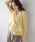 【ラジュール/Lajour】のペプラムリブニットカーディガン 大人の最旬トレンドファッション＆コーディネート founy(ファウニー) ファッション Fashion レディースファッション Fashion for Women トップス・カットソー Cut & Sew Tops ニット Knit Tops & Sweaters カーディガン・羽織り Layered Style Cardigans 2026年 2026 2026春夏・S/S Spring/Summer 2026 SS26 アシンメトリー Asymmetrical Style イレギュラー Irregular Design デコルテ Décolleté, Neckline フリル Frill, Ruffle ペプラム Peplum, Flared Hem thumbnail イエロー|ID: prp329100004978437 ipo3291000000037309322