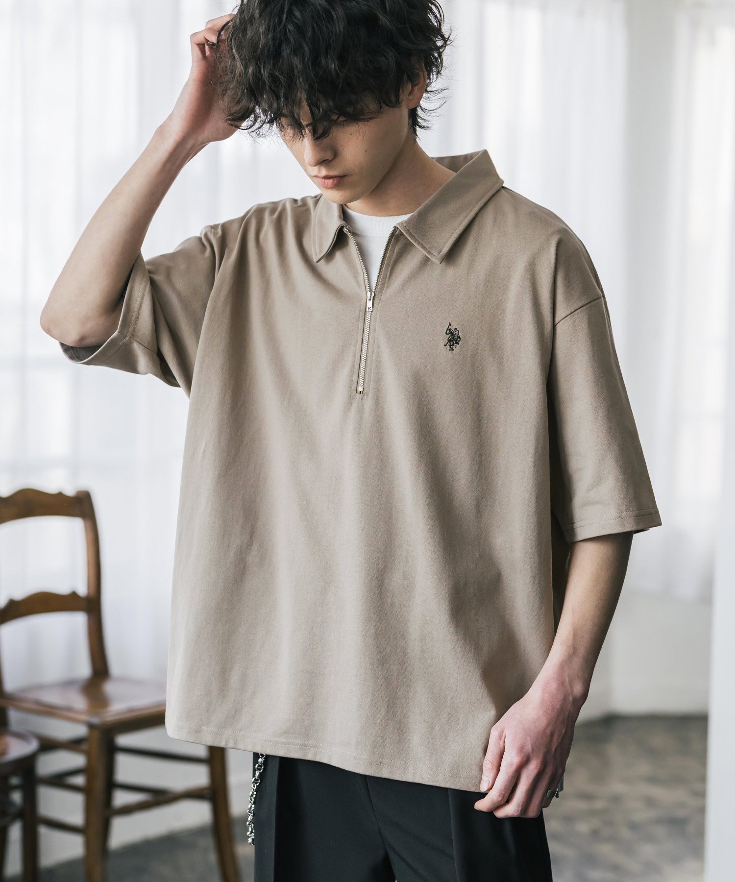 【ロッキーモンロー/Rocky Monroe】の新色追加 U.S. POLO ASSN. ワンポイントロゴ刺繍天竺半袖ハーフZIPポロ インテリア・キッズ・メンズ・レディースファッション・服の通販 founy(ファウニー) 　ファッション　Fashion　レディースファッション　Fashion for Women　トップス・カットソー　Cut & Sew Tops　インナー　Innerwear　シンプル　Simple, Minimal　スポーツ　Sports, Activewear　スリット　Slit, Slit Detail　ハーフ　Half, Half-Length　バランス　Balance, Style Balance　ポロシャツ　Polo Shirt, Collared Tee　別注　Limited Edition, Custom Order　半袖　Short Sleeve, Half Sleeve　メンズ　Men's, Menswear　リラックス　Relax, Relaxed Fit　ワイド　Wide, Wide Fit　ワンポイント　One Point, Statement Accent　再入荷　Restock / Back in Stock　おすすめ　Recommended / Our Picks　2026年　2026　2026春夏・S/S　Spring/Summer 2026 SS26　ベージュ|ID: prp329100004978447 ipo3291000000037309389