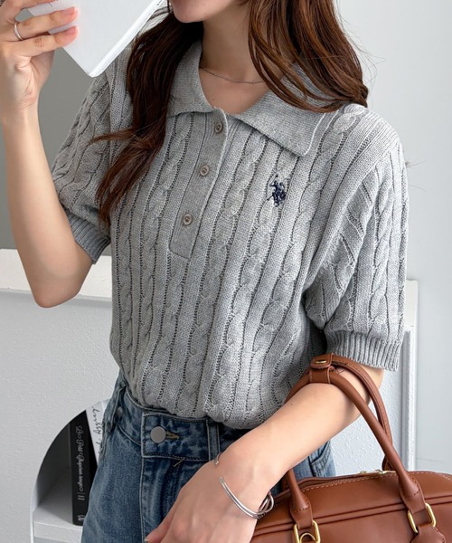 【ラナン/Ranan】のRanan/ U.S.P 半袖襟付きニット インテリア・キッズ・メンズ・レディースファッション・服の通販 founy(ファウニー) 　ファッション　Fashion　レディースファッション　Fashion for Women　トップス・カットソー　Cut & Sew Tops　ニット　Knit Tops & Sweaters　イタリア　Italy　春　Spring　腕時計　Wristwatch　コレクション　Collection, Seasonal Line　今季　This Season, Current Season　シンプル　Simple, Minimal　スラックス　Slacks, Dress Pants　デニム　Denim, Jeans Material　トレンド　Trend, Trending Now　バレエ　Ballet, Ballet Style　フェミニン　Feminine, Girly　ベーシック　Basic, Essential　半袖　Short Sleeve, Half Sleeve　メンズ　Men's, Menswear　ワンポイント　One Point, Statement Accent　おすすめ　Recommended / Our Picks　夏　Summer　エレガント 上品　Elegant　GR|ID: prp329100004978448 ipo3291000000037309401