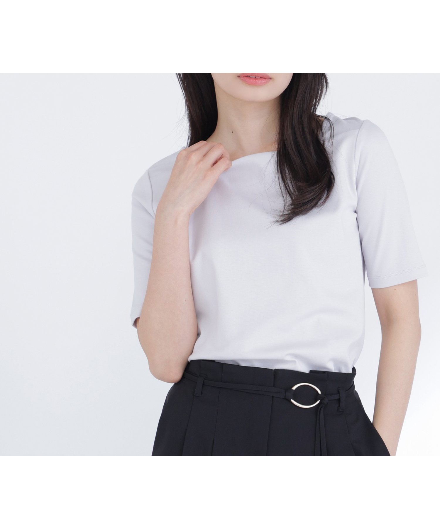 【ナチュラル ビューティー ベーシック/NATURAL BEAUTY BASIC】のベーシックTシャツ スクエアネック インテリア・キッズ・メンズ・レディースファッション・服の通販 founy(ファウニー) 　ファッション　Fashion　レディースファッション　Fashion for Women　トップス・カットソー　Cut & Sew Tops　シャツ・ブラウス・オフィスカジュアル　Elegant Blouses & Button-Ups　ロングTシャツ・Tシャツ　Longline T-Shirts & Tees　なめらか　Smooth, Silky Texture　インナー　Innerwear　カットソー　Cut and Sewn Top　シンプル　Simple, Minimal　ジャケット　Jacket, Outerwear　スクエア　Square, Square Shape　プレーン　Plain, Simple　ベーシック　Basic, Essential　エレガント 上品　Elegant　ラベンダーグレー|ID: prp329100004978449 ipo3291000000037309408