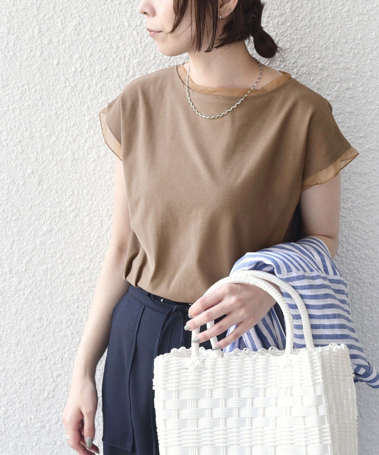 【シップス/SHIPS】のSHIPS Colors 接触冷感・手洗い可能 クール タッチ シアー コンビ TEE インテリア・キッズ・メンズ・レディースファッション・服の通販 founy(ファウニー) 　ファッション　Fashion　レディースファッション　Fashion for Women　春　Spring　カットソー　Cut and Sewn Top　クール　Cool, Chic　コンパクト　Compact, Small Size　コンビ　Combo, Combination Style　シアー　Sheer, See-Through　シンプル　Simple, Minimal　チュール　Tulip, Tulip Motif　デニム　Denim, Jeans Material　ボトム　Bottoms, Lower Wear　メンズ　Men's, Menswear　S/S・春夏　SS, Spring/Summer, Warm Season　アウトレット　Outlet / Clearance　夏　Summer　エレガント 上品　Elegant　ビジネス 仕事 通勤　Business / Work / Commuting　2026年　2026　2026春夏・S/S　Spring/Summer 2026 SS26　ブラウン|ID: prp329100004978454 ipo3291000000037309434