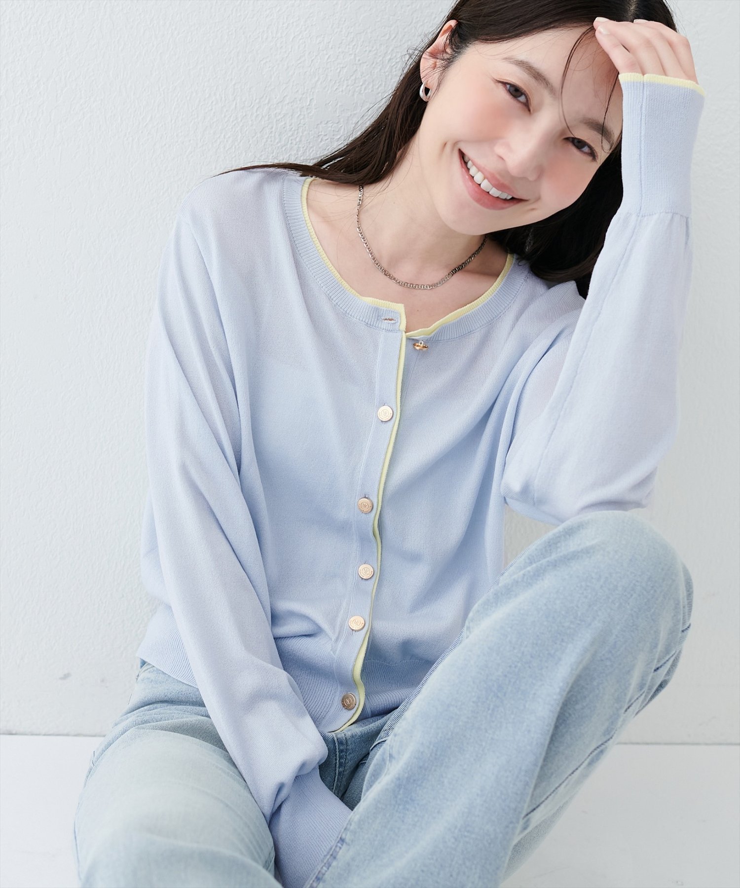 【ナチュラルクチュール/natural couture】の【sherbet line】接触冷感・UVカット付き配色金ボタンカーディガン 大人の最旬トレンドファッション＆コーディネート founy(ファウニー) 　ファッション　Fashion　レディースファッション　Fashion for Women　トップス・カットソー　Cut & Sew Tops　カーディガン・羽織り　Layered Style Cardigans　エレガント 上品　Elegant　カーディガン　Cardigan, Knitwear　サンダル　Sandals, Summer Shoes　シンプル　Simple, Minimal　スニーカー　Sneakers, Trainers　デニム　Denim, Jeans Material　トレンド　Trend, Trending Now　フェミニン　Feminine, Girly　フロント　Front, Front Design　ロング　Long, Long-Length　ワイド　Wide, Wide Fit　再入荷　Restock / Back in Stock　おすすめ　Recommended / Our Picks　夏　Summer　旅行　Travel　2026年　2026　2026春夏・S/S　Spring/Summer 2026 SS26　 other-1|ID: prp329100004978458 ipo3291000000037309466