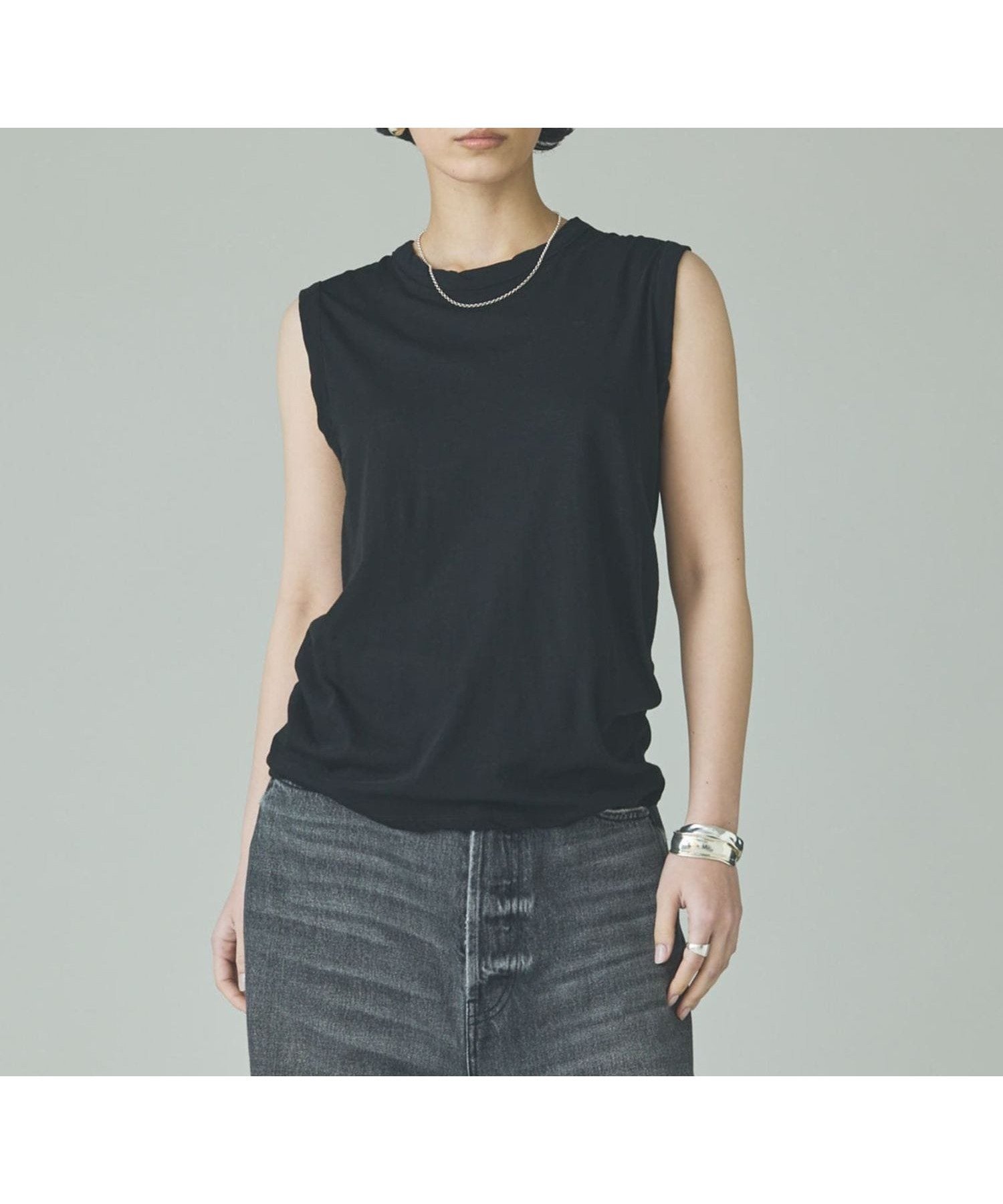 【カレンソロジー/Curensology】の5AWARENESS ノースリーブTシャツ インテリア・キッズ・メンズ・レディースファッション・服の通販 founy(ファウニー) 　ファッション　Fashion　レディースファッション　Fashion for Women　トップス・カットソー　Cut & Sew Tops　キャミソール&ノースリーブ　Camisoles & Sleeveless Tops　シャツ・ブラウス・オフィスカジュアル　Elegant Blouses & Button-Ups　ロングTシャツ・Tシャツ　Longline T-Shirts & Tees　インナー　Innerwear　エレガント 上品　Elegant　吸水　Absorbent, Quick-Dry　シンプル　Simple, Minimal　ノースリーブ　Sleeveless, No-Sleeve　プレミアム　Premium, High-End　ブラック09|ID: prp329100004978459 ipo3291000000037309474