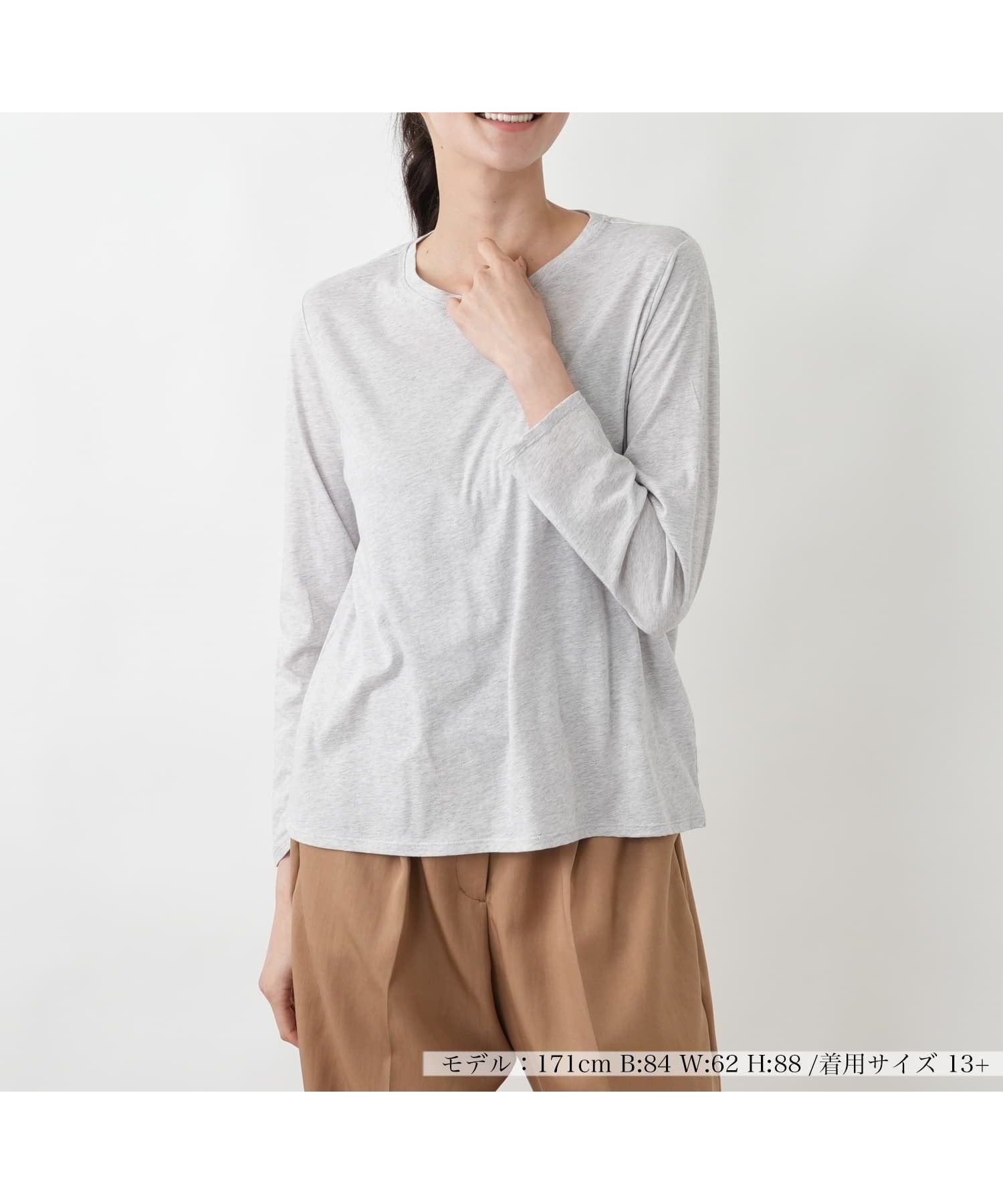 【レリアンプラスハウス/Leilian PLUS HOUSE】のラウンドネックプルオーバー【SORAGE】 インテリア・キッズ・メンズ・レディースファッション・服の通販 founy(ファウニー) 　ファッション　Fashion　レディースファッション　Fashion for Women　トップス・カットソー　Cut & Sew Tops　カジュアルプルオーバー・ニットトップス　Pullovers & Knit Tops / Casual Pullovers　インナー　Innerwear　ウォッシャブル　Machine Washable　春　Spring　コレクション　Collection, Seasonal Line　シンプル　Simple, Minimal　ジャケット　Jacket, Outerwear　デコルテ　Décolleté, Neckline　ベーシック　Basic, Essential　ポケット　Pocket, Pocket Detail　S/S・春夏　SS, Spring/Summer, Warm Season　おすすめ　Recommended / Our Picks　夏　Summer　ライトグレー|ID: prp329100004978497 ipo3291000000037309674