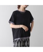 【バブ ブージュルード/Bab Bou Jeloud】のバイカラーTシャツ 大人の最旬トレンドファッション＆コーディネート founy(ファウニー) ファッション Fashion レディースファッション Fashion for Women トップス・カットソー Cut & Sew Tops シャツ・ブラウス・オフィスカジュアル Elegant Blouses & Button-Ups ロングTシャツ・Tシャツ Longline T-Shirts & Tees なめらか Smooth, Silky Texture シンプル Simple, Minimal 再入荷 Restock / Back in Stock thumbnail BLACK|ID: prp329100004978522 ipo3291000000037309755