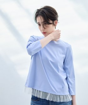 【キャラオクルス/CARA OCRUZ】の【接触冷感】裾チュールカットソー 大人の最旬トレンドファッション＆コーディネート founy(ファウニー) ファッション Fashion レディースファッション Fashion for Women トップス・カットソー Cut & Sew Tops カットソー・ベーシックTシャツ Cut-and-Sewn Tops / Stretch Tees & Basics ウォッシャブル Machine Washable コンパクト Compact, Small Size チュール Tulip, Tulip Motif バランス Balance, Style Balance フィット Fit, Slim Fit ポケット Pocket, Pocket Detail ロング Long, Long-Length ワイド Wide, Wide Fit 夏 Summer |ID:prp329100004978535