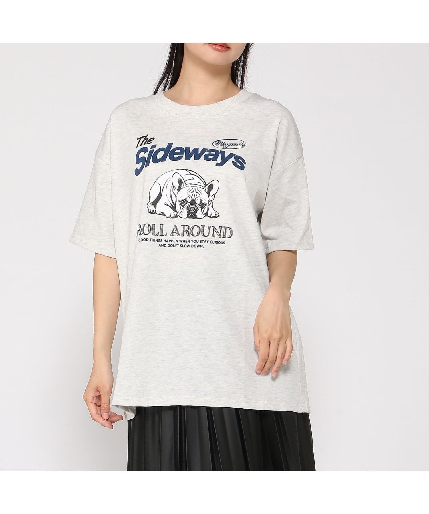 【ジーンズメイト/JEANS MATE】のC-FORT POINT/フレンチブルドッグ Tシャツ カレッジ風 ロゴ レディース アニマル ゆったり ルーズシルエット インテリア・キッズ・メンズ・レディースファッション・服の通販 founy(ファウニー) 　ファッション　Fashion　レディースファッション　Fashion for Women　トップス・カットソー　Cut & Sew Tops　シャツ・ブラウス・オフィスカジュアル　Elegant Blouses & Button-Ups　ロングTシャツ・Tシャツ　Longline T-Shirts & Tees　アニマル　Animal Print　カーゴパンツ　Cargo Pants, Utility Pants　カーディガン　Cardigan, Knitwear　キャップ　Cap, Baseball Cap　キャラクター　Character, Licensed Characters　ジャケット　Jacket, Outerwear　スウェット / スエット　Sweatshirt, Sweatwear　ストライプ　Stripe, Striped Pattern　スニーカー　Sneakers, Trainers　スポーツ　Sports, Activewear　スラックス　Slacks, Dress Pants　セットアップ　Set-Up, Coordinated Outfit　センター　Center, Center Line　デニム　Denim, Jeans Material　定番　Standard, Basic Item　人気　Popular, Best Seller　パーカー　Hoodie, Parka　フレア　Flare, Flared　フレンチ　French, French Style　ブルゾン　Blouson, Bomber Jacket　ベーシック　Basic, Essential　ボーダー　Border, Stripe　ミリタリー　Military, Army Style　リュック　Backpack, Rucksack　リラックス　Relax, Relaxed Fit　ライトグレー|ID: prp329100004978545 ipo3291000000037309840