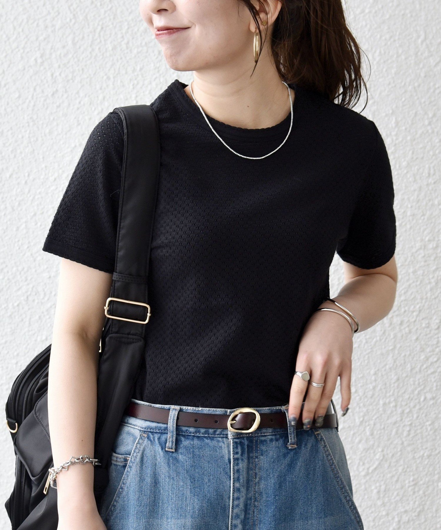 【シップス/SHIPS】のSHIPS any 洗濯機可能 透かし レース 半袖 クルーネック Tシャツ インテリア・キッズ・メンズ・レディースファッション・服の通販 founy(ファウニー) 　ファッション　Fashion　レディースファッション　Fashion for Women　トップス・カットソー　Cut & Sew Tops　シャツ・ブラウス・オフィスカジュアル　Elegant Blouses & Button-Ups　ロングTシャツ・Tシャツ　Longline T-Shirts & Tees　アイレット　Eyelet Lace　インナー　Innerwear　洗える　Machine Washable　カットソー　Cut and Sewn Top　コンパクト　Compact, Small Size　シンプル　Simple, Minimal　スカラップ　Scallop, Scalloped Edge　透かし　Cut-Out, Lacework　デニム　Denim, Jeans Material　半袖　Short Sleeve, Half Sleeve　レース　Lace, Lace Fabric　ワイド　Wide, Wide Fit　おすすめ　Recommended / Our Picks　2026年　2026　2026春夏・S/S　Spring/Summer 2026 SS26　ブラック|ID: prp329100004978564 ipo3291000000037309913
