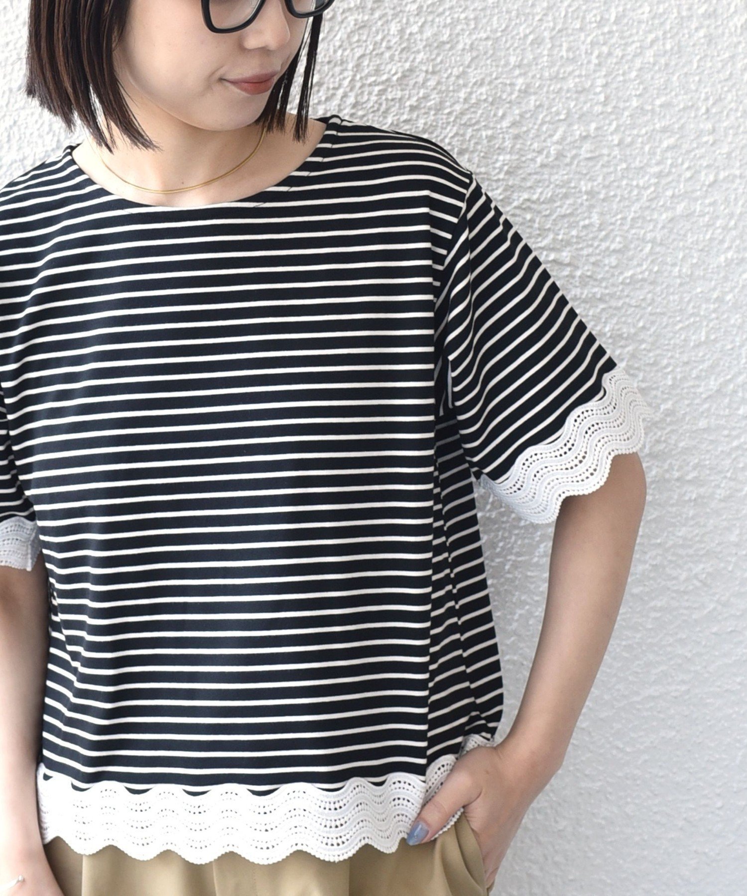 【シップス/SHIPS】のSHIPS Colors 洗濯機可能 リンク レース コンビ TEE インテリア・キッズ・メンズ・レディースファッション・服の通販 founy(ファウニー) 　ファッション　Fashion　レディースファッション　Fashion for Women　カットソー　Cut and Sewn Top　コンビ　Combo, Combination Style　トレンド　Trend, Trending Now　ボトム　Bottoms, Lower Wear　メンズ　Men's, Menswear　レース　Lace, Lace Fabric　ワイド　Wide, Wide Fit　アウトレット　Outlet / Clearance　ビジネス 仕事 通勤　Business / Work / Commuting　2026年　2026　2026春夏・S/S　Spring/Summer 2026 SS26　ブラック|ID: prp329100004978565 ipo3291000000037309915
