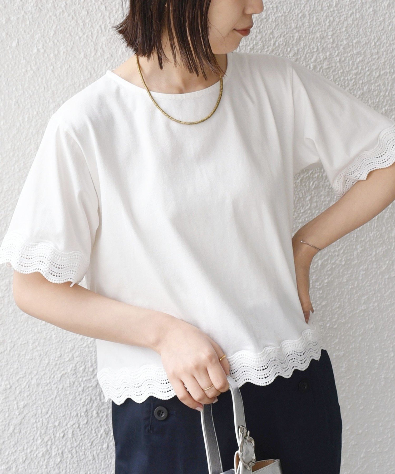 【シップス/SHIPS】のSHIPS Colors 洗濯機可能 リンク レース コンビ TEE インテリア・キッズ・メンズ・レディースファッション・服の通販 founy(ファウニー) 　ファッション　Fashion　レディースファッション　Fashion for Women　カットソー　Cut and Sewn Top　コンビ　Combo, Combination Style　トレンド　Trend, Trending Now　ボトム　Bottoms, Lower Wear　メンズ　Men's, Menswear　レース　Lace, Lace Fabric　ワイド　Wide, Wide Fit　アウトレット　Outlet / Clearance　ビジネス 仕事 通勤　Business / Work / Commuting　2026年　2026　2026春夏・S/S　Spring/Summer 2026 SS26　オフホワイト|ID: prp329100004978565 ipo3291000000037309916