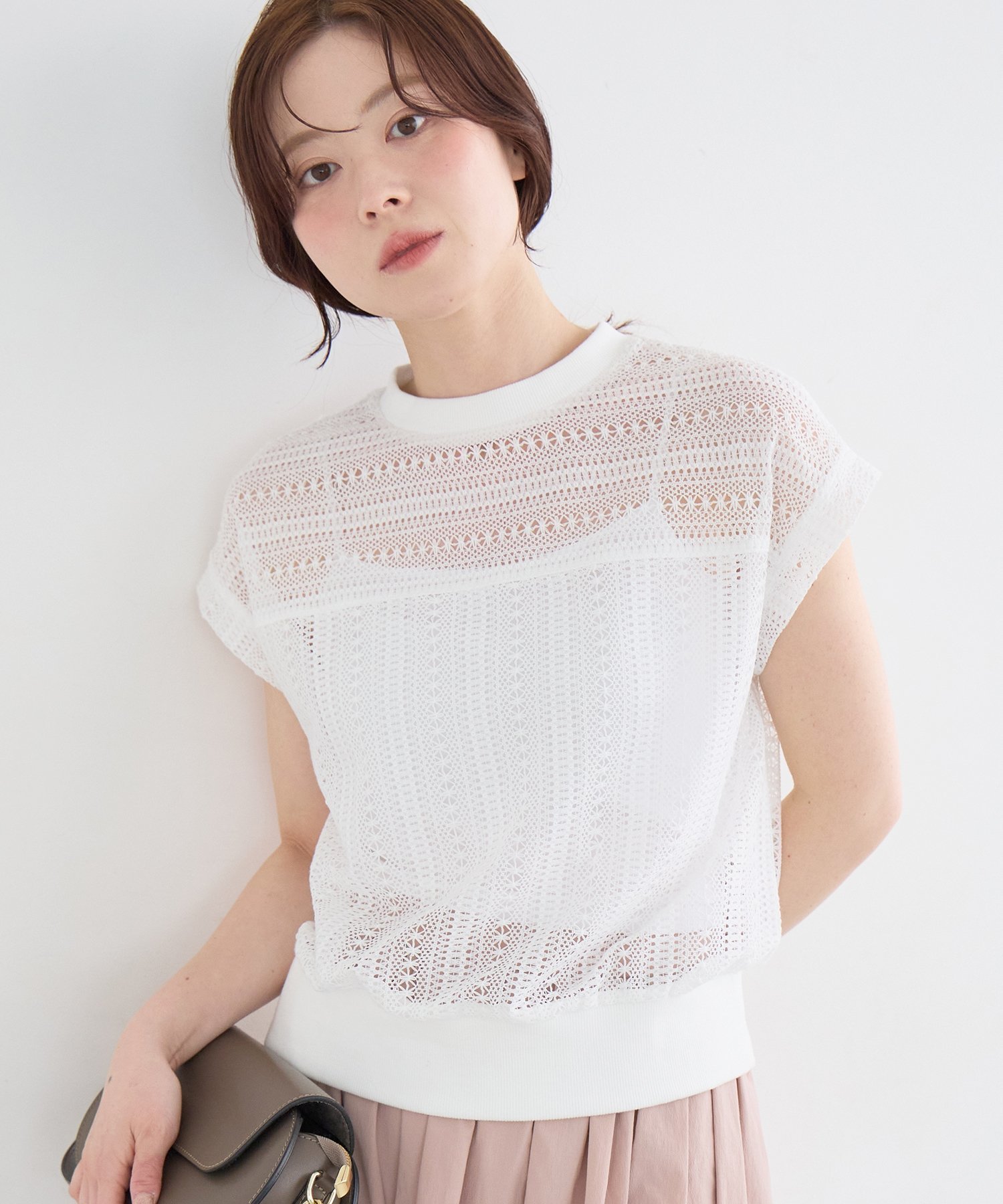 【ルクールブラン/le.coeur blanc】のラッセルレースフレンチプルオーバー 大人の最旬トレンドファッション＆コーディネート founy(ファウニー) 　ファッション　Fashion　レディースファッション　Fashion for Women　トップス・カットソー　Cut & Sew Tops　カジュアルプルオーバー・ニットトップス　Pullovers & Knit Tops / Casual Pullovers　インナー　Innerwear　カットソー　Cut and Sewn Top　ジャケット　Jacket, Outerwear　スリーブ　Sleeve, Long Sleeve / Short Sleeve　バランス　Balance, Style Balance　フレンチ　French, French Style　ラッセル　Raschel, Raschel Lace　レース　Lace, Lace Fabric　 other-1|ID: prp329100004978582 ipo3291000000037309981