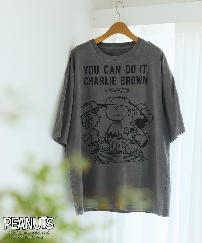 【フリークスストア/FREAK'S STORE】のPEANUTS YOU CAN DO IT フロント プリント 半袖 Tシャツ インテリア・キッズ・メンズ・レディースファッション・服の通販 founy(ファウニー) 　ファッション　Fashion　レディースファッション　Fashion for Women　トップス・カットソー　Cut & Sew Tops　シャツ・ブラウス・オフィスカジュアル　Elegant Blouses & Button-Ups　ロングTシャツ・Tシャツ　Longline T-Shirts & Tees　2026年　2026　2026春夏・S/S　Spring/Summer 2026 SS26　おすすめ　Recommended / Our Picks　サテン　Satin, Glossy Fabric　ジャケット　Jacket, Outerwear　タイトスカート　Pencil Skirt, Tight Skirt　フロント　Front, Front Design　プリント　Print, Printed Pattern　ミックス　Mix, Mixed Style　モノトーン　Monotone, Black and White　リラックス　Relax, Relaxed Fit　半袖　Short Sleeve, Half Sleeve　夏　Summer　S/S・春夏　SS, Spring/Summer, Warm Season　チャコールグレー|ID: prp329100004978591 ipo3291000000037310017