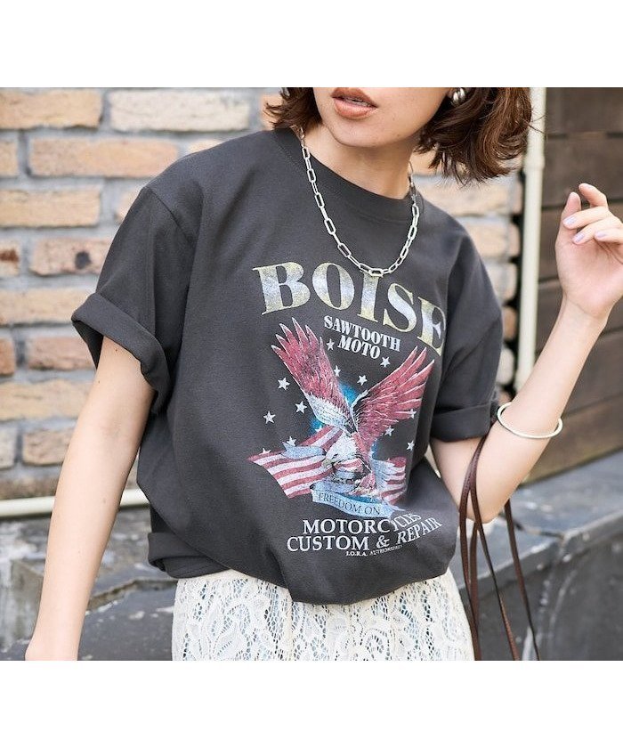 【フリークスストア/FREAK'S STORE】のROCK T-SHIRT インテリア・キッズ・メンズ・レディースファッション・服の通販 founy(ファウニー) 　ファッション　Fashion　レディースファッション　Fashion for Women　トップス・カットソー　Cut & Sew Tops　シャツ・ブラウス・オフィスカジュアル　Elegant Blouses & Button-Ups　ロングTシャツ・Tシャツ　Longline T-Shirts & Tees　2026年　2026　2026春夏・S/S　Spring/Summer 2026 SS26　アメリカン　American Style　グラフィック　Graphic, Graphic Design　バランス　Balance, Style Balance　プリント　Print, Printed Pattern　夏　Summer　S/S・春夏　SS, Spring/Summer, Warm Season　チャコールグレー|ID: prp329100004978596 ipo3291000000037310038