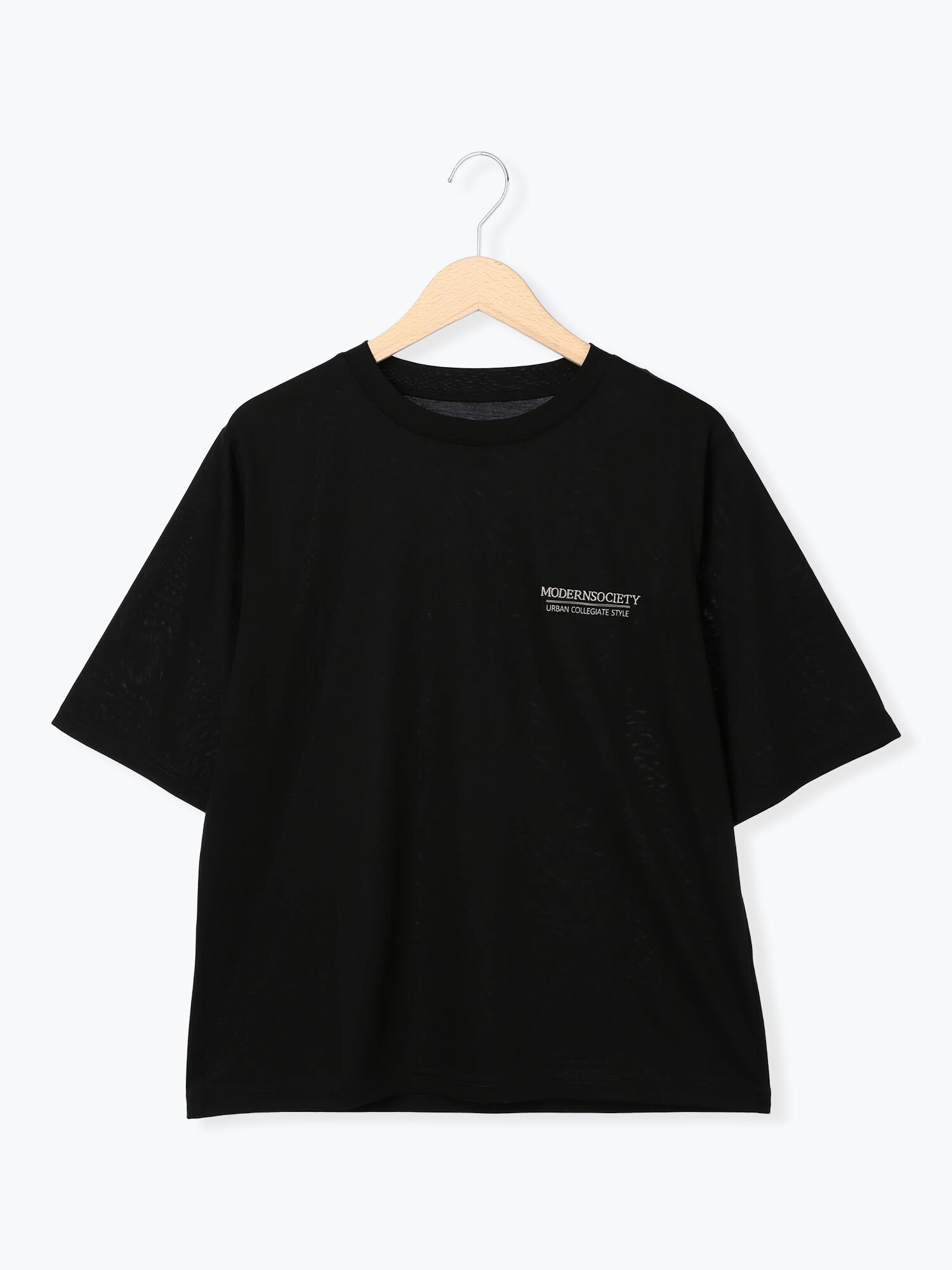 【サマンサモスモス/Samansa Mos2】の刺繍 プリントロゴTシャツ インテリア・キッズ・メンズ・レディースファッション・服の通販 founy(ファウニー) 　ファッション　Fashion　レディースファッション　Fashion for Women　トップス・カットソー　Cut & Sew Tops　シャツ・ブラウス・オフィスカジュアル　Elegant Blouses & Button-Ups　ロングTシャツ・Tシャツ　Longline T-Shirts & Tees　おすすめ　Recommended / Our Picks　スラックス　Slacks, Dress Pants　デニム　Denim, Jeans Material　プリント　Print, Printed Pattern　ベーシック　Basic, Essential　ブラック|ID: prp329100004978603 ipo3291000000037310061