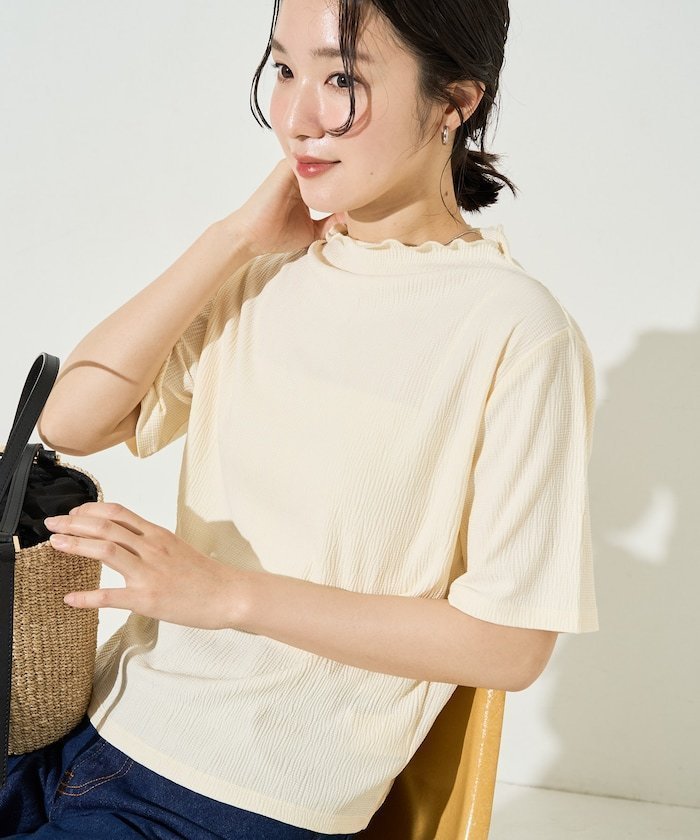 【フリークスストア/FREAK'S STORE】の限定展開 楊柳 スラッシュド ネック 半袖 プルオーバー インテリア・キッズ・メンズ・レディースファッション・服の通販 founy(ファウニー) https://founy.com/ ファッション Fashion レディースファッション Fashion for Women トップス・カットソー Cut & Sew Tops カジュアルプルオーバー・ニットトップス Pullovers & Knit Tops / Casual Pullovers 2026年 2026 2026春夏・S/S Spring/Summer 2026 SS26 おすすめ Recommended / Our Picks ハイネック High Neck, Mock Neck エレガント 上品 Elegant 半袖 Short Sleeve, Half Sleeve 夏 Summer S/S・春夏 SS, Spring/Summer, Warm Season |ID: prp329100004978613 ipo3291000000037310097