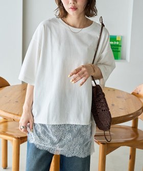 【フリークスストア/FREAK'S STORE】 限定展開 レース ドッキング ビッグシルエット 半袖 Tシャツ大人の最旬トレンドファッション＆コーディネート founy(ファウニー) ファッション Fashion レディースファッション Fashion for Women トップス・カットソー Cut & Sew Tops シャツ・ブラウス・オフィスカジュアル Elegant Blouses & Button-Ups ロングTシャツ・Tシャツ Longline T-Shirts & Tees 2026年 2026 2026春夏・S/S Spring/Summer 2026 SS26 ドッキング Docking, Mixed Material ビッグ Big, Oversized ボックス Boxy, Box Shape リラックス Relax, Relaxed Fit レース Lace, Lace Fabric 半袖 Short Sleeve, Half Sleeve 夏 Summer S/S・春夏 SS, Spring/Summer, Warm Season |ID:prp329100004978614