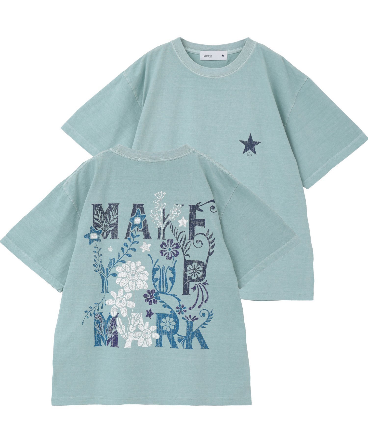 【コンバーストウキョウ/CONVERSE TOKYO】のPIGMENT DYED BACK PRINT TEE インテリア・キッズ・メンズ・レディースファッション・服の通販 founy(ファウニー) 　ファッション　Fashion　レディースファッション　Fashion for Women　グラフィック　Graphic, Graphic Design　シンプル　Simple, Minimal　フロント　Front, Front Design　プリント　Print, Printed Pattern　ボックス　Boxy, Box Shape　ワイド　Wide, Wide Fit　おすすめ　Recommended / Our Picks　サックスブルー|ID: prp329100004978621 ipo3291000000037310143