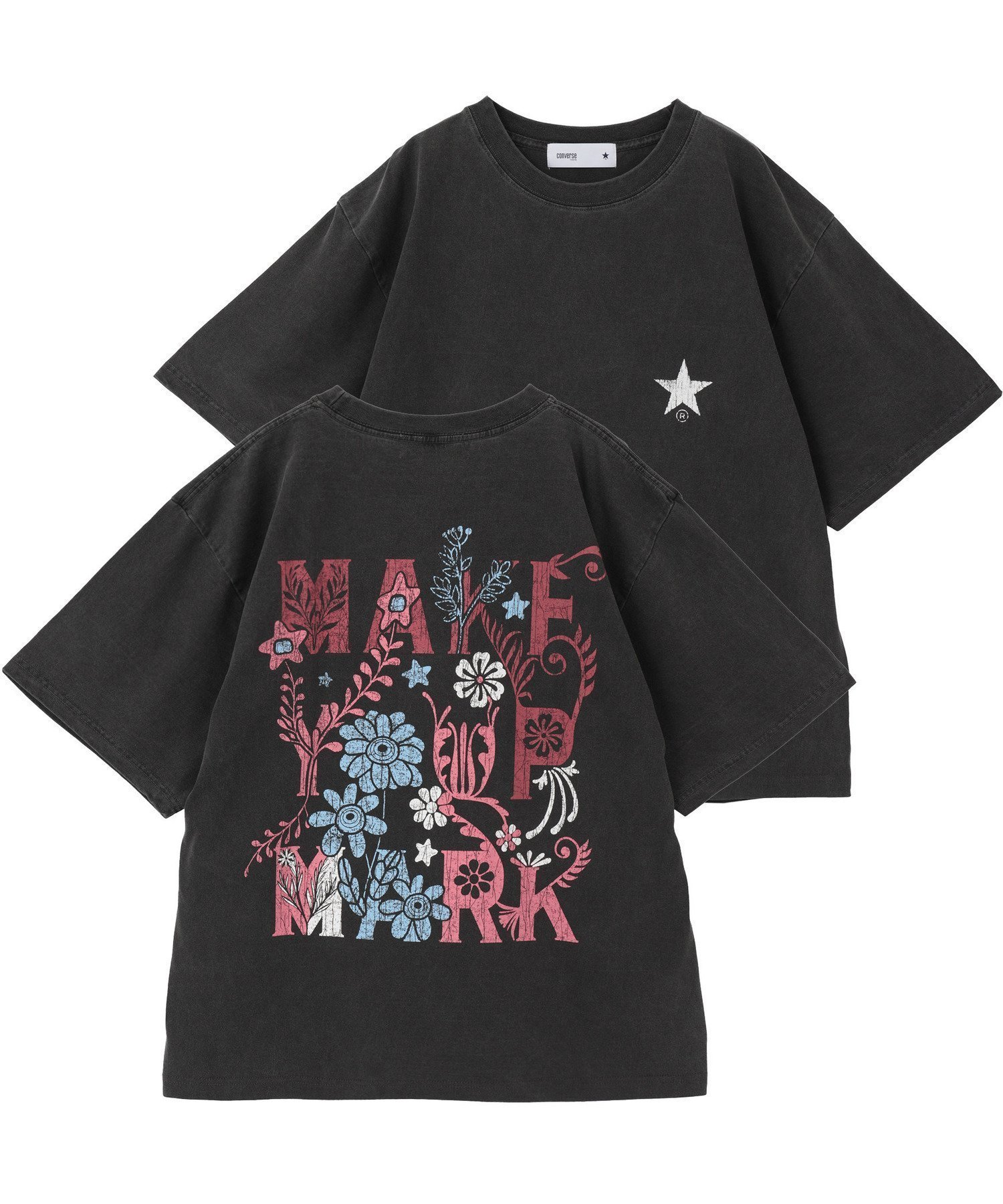 【コンバーストウキョウ/CONVERSE TOKYO】のPIGMENT DYED BACK PRINT TEE インテリア・キッズ・メンズ・レディースファッション・服の通販 founy(ファウニー) 　ファッション　Fashion　レディースファッション　Fashion for Women　グラフィック　Graphic, Graphic Design　シンプル　Simple, Minimal　フロント　Front, Front Design　プリント　Print, Printed Pattern　ボックス　Boxy, Box Shape　ワイド　Wide, Wide Fit　おすすめ　Recommended / Our Picks　ブラック|ID: prp329100004978621 ipo3291000000037310144