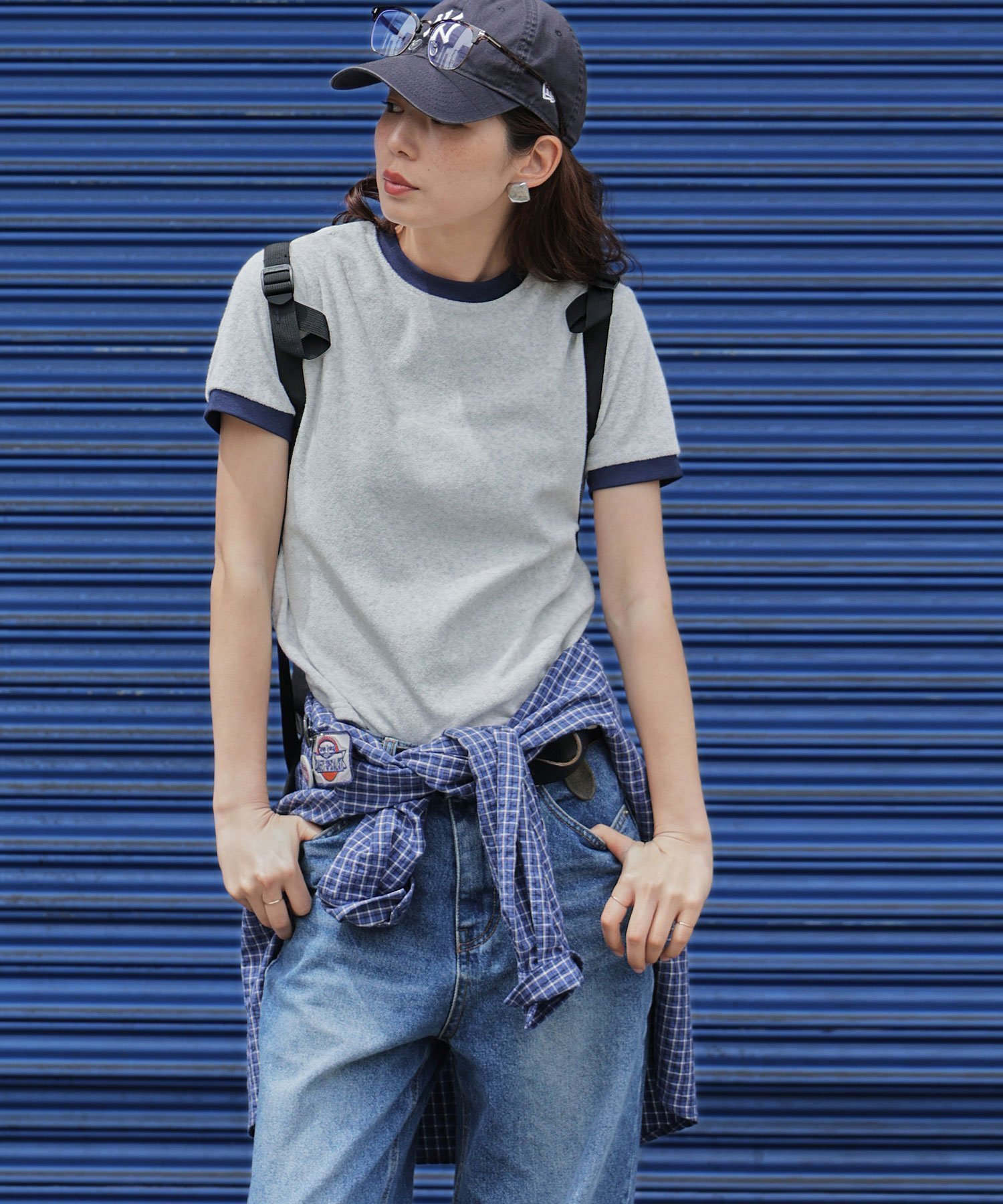 【ビーフラット/bflat】のパイル地リンガーネックTシャツ インテリア・キッズ・メンズ・レディースファッション・服の通販 founy(ファウニー) 　ファッション　Fashion　レディースファッション　Fashion for Women　トップス・カットソー　Cut & Sew Tops　シャツ・ブラウス・オフィスカジュアル　Elegant Blouses & Button-Ups　ロングTシャツ・Tシャツ　Longline T-Shirts & Tees　インナー　Innerwear　コンパクト　Compact, Small Size　スマート　Smart, Elegant　デニム　Denim, Jeans Material　トレンド　Trend, Trending Now　オートミール|ID: prp329100004978622 ipo3291000000037310147