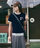 【ビーフラット/bflat】のパイル地リンガーネックTシャツ 大人の最旬トレンドファッション＆コーディネート founy(ファウニー) ファッション Fashion レディースファッション Fashion for Women トップス・カットソー Cut & Sew Tops シャツ・ブラウス・オフィスカジュアル Elegant Blouses & Button-Ups ロングTシャツ・Tシャツ Longline T-Shirts & Tees インナー Innerwear コンパクト Compact, Small Size スマート Smart, Elegant デニム Denim, Jeans Material トレンド Trend, Trending Now thumbnail ネイビー|ID: prp329100004978622 ipo3291000000037310148