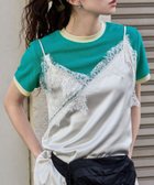 【ビーフラット/bflat】のパイル地リンガーネックTシャツ 大人の最旬トレンドファッション＆コーディネート founy(ファウニー) ファッション Fashion レディースファッション Fashion for Women トップス・カットソー Cut & Sew Tops シャツ・ブラウス・オフィスカジュアル Elegant Blouses & Button-Ups ロングTシャツ・Tシャツ Longline T-Shirts & Tees インナー Innerwear コンパクト Compact, Small Size スマート Smart, Elegant デニム Denim, Jeans Material トレンド Trend, Trending Now thumbnail グリーン|ID: prp329100004978622 ipo3291000000037310150