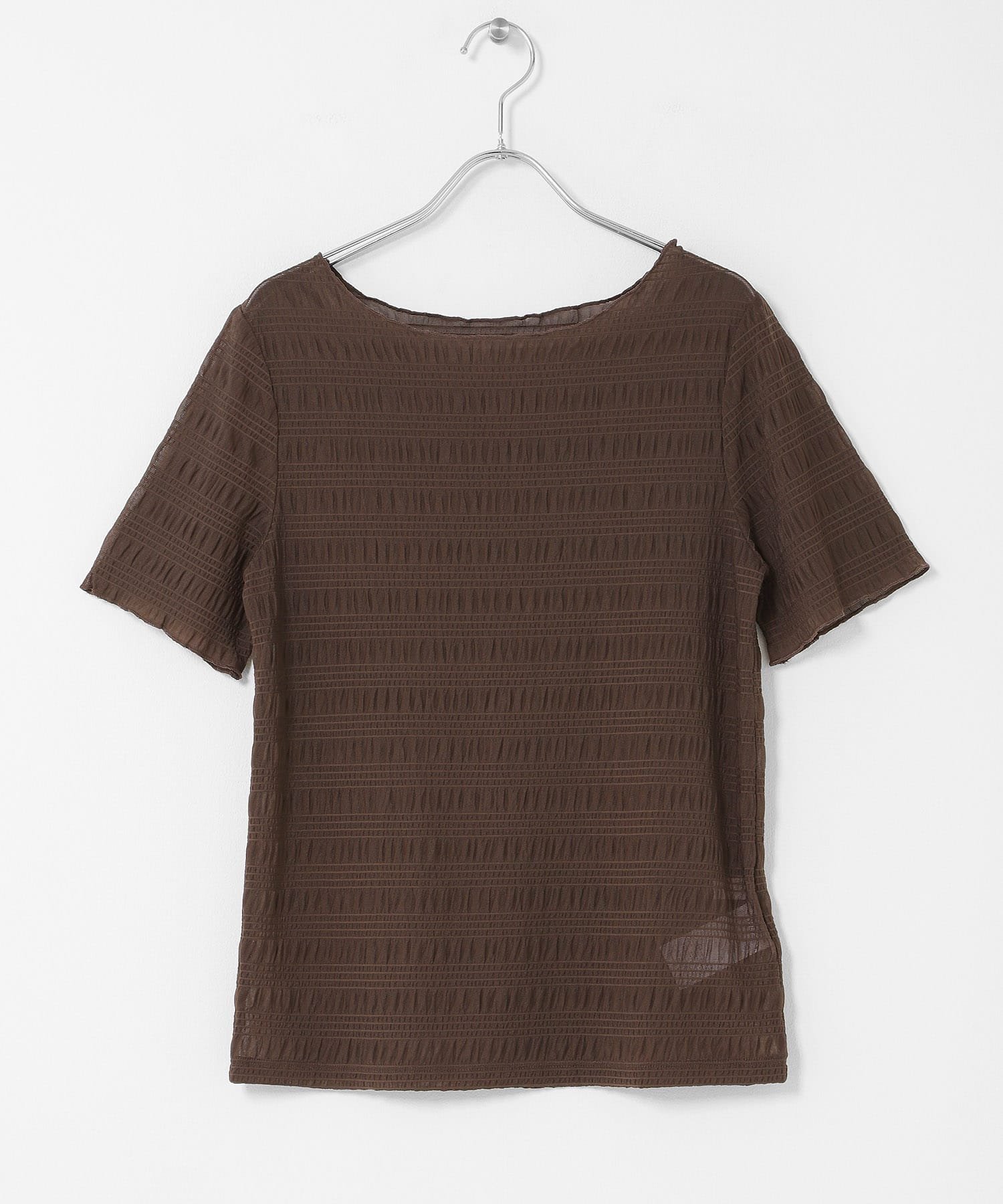 【センスオブプレイス/SENSE OF PLACE by URBAN RESEARCH】のシャーリングシアートップ(5分袖) インテリア・キッズ・メンズ・レディースファッション・服の通販 founy(ファウニー) 　ファッション　Fashion　レディースファッション　Fashion for Women　トップス・カットソー　Cut & Sew Tops　2026年　2026　2026春夏・S/S　Spring/Summer 2026 SS26　夏　Summer　S/S・春夏　SS, Spring/Summer, Warm Season　ブラウン|ID: prp329100004978634 ipo3291000000037310199