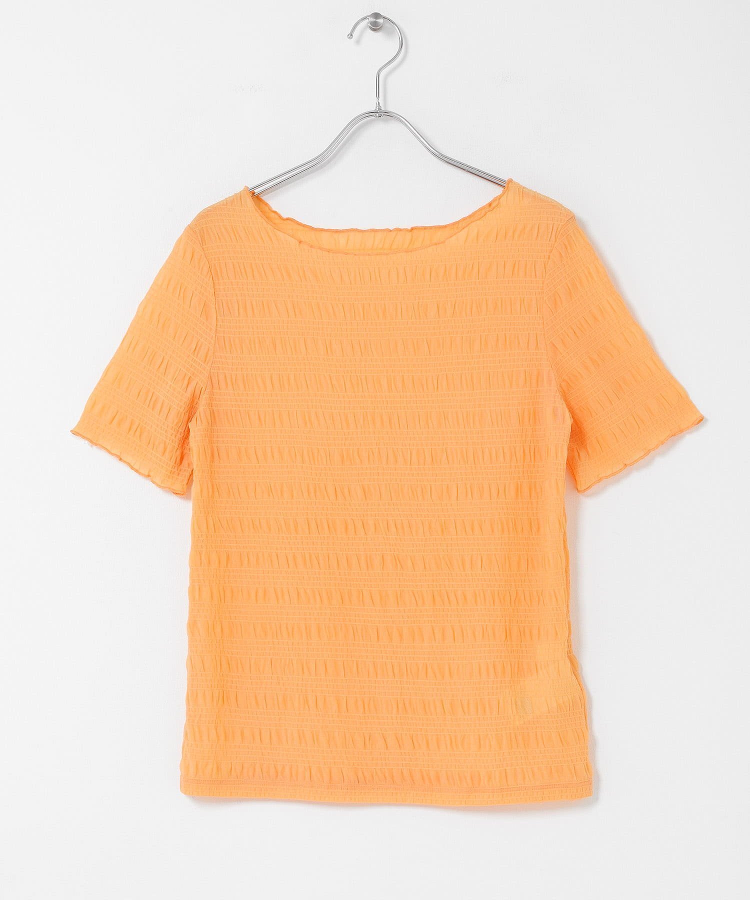【センスオブプレイス/SENSE OF PLACE by URBAN RESEARCH】のシャーリングシアートップ(5分袖) インテリア・キッズ・メンズ・レディースファッション・服の通販 founy(ファウニー) 　ファッション　Fashion　レディースファッション　Fashion for Women　トップス・カットソー　Cut & Sew Tops　2026年　2026　2026春夏・S/S　Spring/Summer 2026 SS26　夏　Summer　S/S・春夏　SS, Spring/Summer, Warm Season　オレンジ|ID: prp329100004978634 ipo3291000000037310202