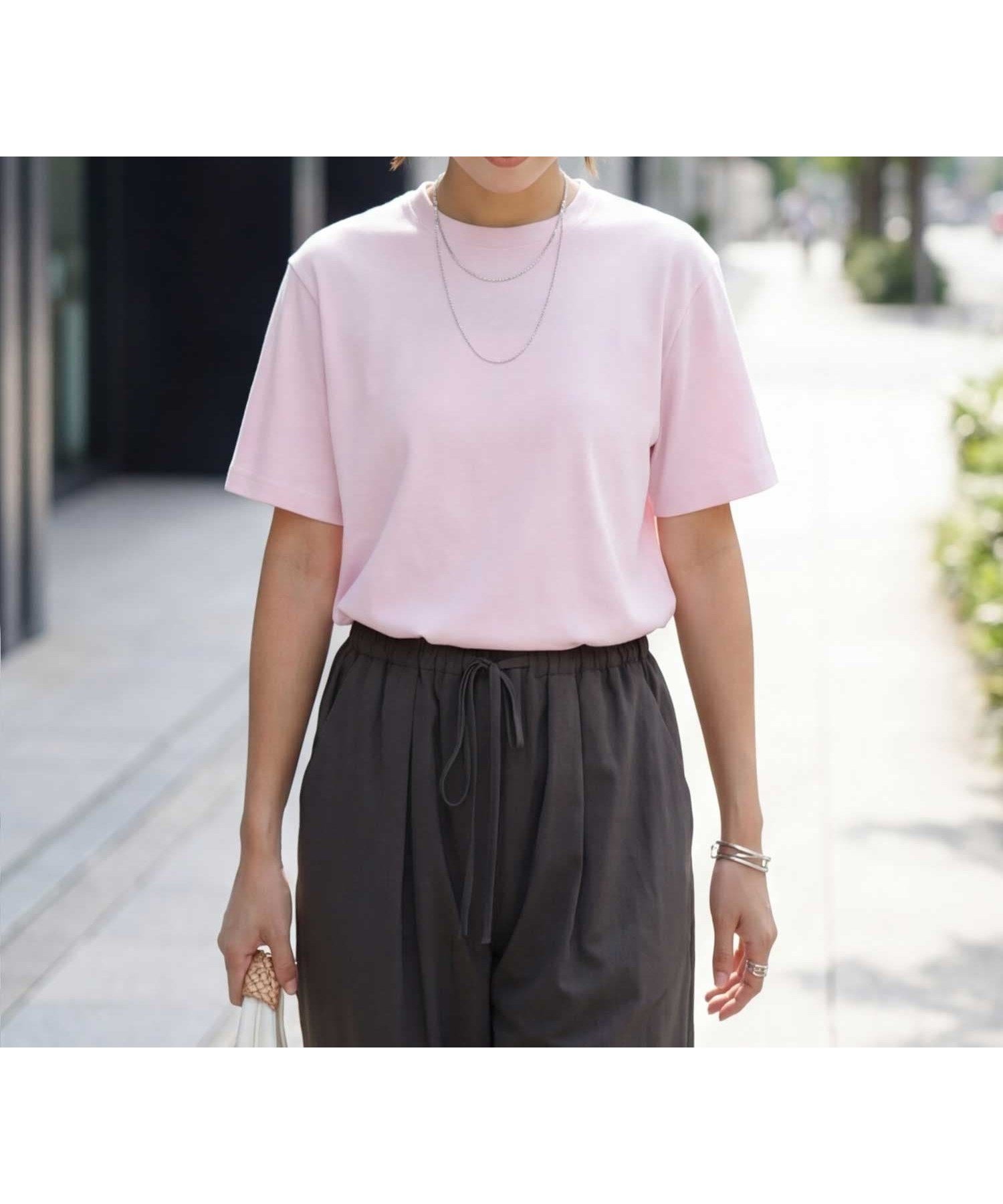 【スタイルデリ/STYLE DELI】の薄手スムースクルーネックTシャツ インテリア・キッズ・メンズ・レディースファッション・服の通販 founy(ファウニー) 　ファッション　Fashion　レディースファッション　Fashion for Women　トップス・カットソー　Cut & Sew Tops　シャツ・ブラウス・オフィスカジュアル　Elegant Blouses & Button-Ups　ロングTシャツ・Tシャツ　Longline T-Shirts & Tees　イエロー　Yellow　インナー　Innerwear　カーディガン　Cardigan, Knitwear　サロペット　Overalls, Salopette　ショルダー　Shoulder, Shoulder Strap　ジャケット　Jacket, Outerwear　ストレート　Straight, Straight Cut　スリット　Slit, Slit Detail　ドロップ　Drop Shoulder, Dropped Style　定番　Standard, Basic Item　なめらか　Smooth, Silky Texture　バランス　Balance, Style Balance　パステル　Pastel, Soft Color　半袖　Short Sleeve, Half Sleeve　無地　Plain, Solid Color　おすすめ　Recommended / Our Picks　夏　Summer　エレガント 上品　Elegant　ピンク|ID: prp329100004978650 ipo3291000000037310256
