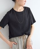 【ルクールブラン/le.coeur blanc】の《WEB限定アイテム》シュリンクジャージーメロウトップス 大人の最旬トレンドファッション＆コーディネート founy(ファウニー) ファッション Fashion レディースファッション Fashion for Women トップス・カットソー Cut & Sew Tops インナー Innerwear コンパクト Compact, Small Size シンプル Simple, Minimal ジャケット Jacket, Outerwear ストレッチ Stretch, Stretchy Fabric 半袖 Short Sleeve, Half Sleeve thumbnail ブラック|ID: prp329100004978653 ipo3291000000037310274