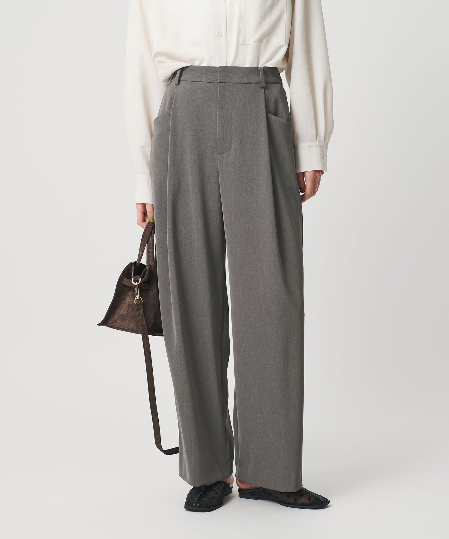 【ビューティ&ユース ユナイテッドアローズ/BEAUTY&YOUTH / UNITED ARROWS】のポリエステルブレンド ツイルバックゴムパンツ インテリア・キッズ・メンズ・レディースファッション・服の通販 founy(ファウニー) 　ファッション　Fashion　レディースファッション　Fashion for Women　パンツ　Pants & Trousers　バッグ　Bags　ストレート　Straight, Straight Cut　スマート　Smart, Elegant　ダウン　Down, Puffer　ベロア　Velour, Soft Velvet　ボトム　Bottoms, Lower Wear　ポケット　Pocket, Pocket Detail　リラックス　Relax, Relaxed Fit　ルーズ　Loose, Oversized　ワイド　Wide, Wide Fit　MD.GRAY|ID: prp329100004978668 ipo3291000000037310336