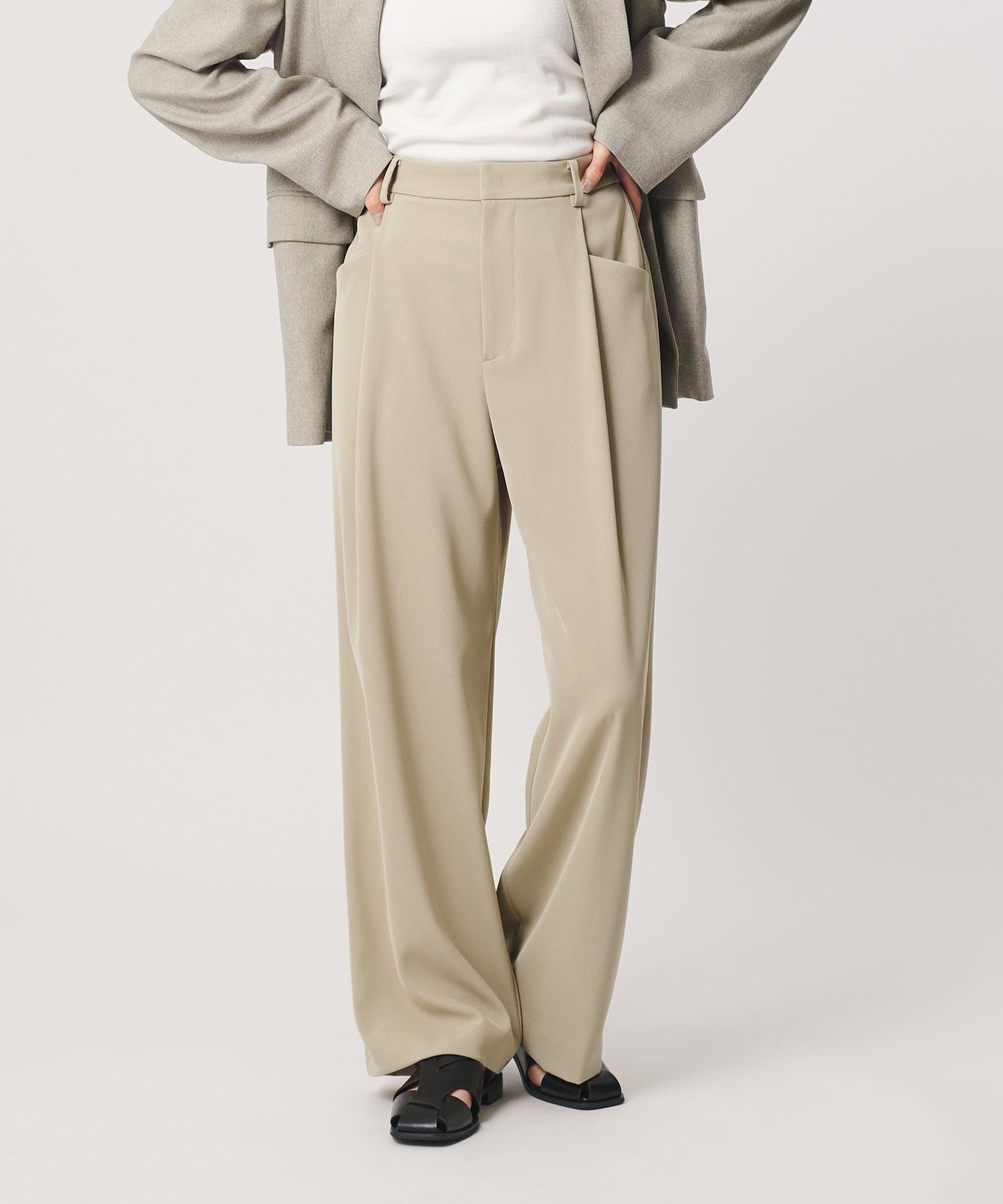 【ビューティ&ユース ユナイテッドアローズ/BEAUTY&YOUTH / UNITED ARROWS】のポリエステルブレンド ツイルバックゴムパンツ インテリア・キッズ・メンズ・レディースファッション・服の通販 founy(ファウニー) 　ファッション　Fashion　レディースファッション　Fashion for Women　パンツ　Pants & Trousers　バッグ　Bags　ストレート　Straight, Straight Cut　スマート　Smart, Elegant　ダウン　Down, Puffer　ベロア　Velour, Soft Velvet　ボトム　Bottoms, Lower Wear　ポケット　Pocket, Pocket Detail　リラックス　Relax, Relaxed Fit　ルーズ　Loose, Oversized　ワイド　Wide, Wide Fit　NATURAL|ID: prp329100004978668 ipo3291000000037310338