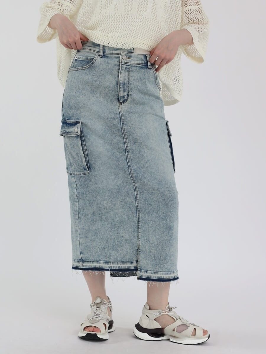 【ラシュッド/LASUD】のウォッシュデニムスカート 大人の最旬トレンドファッション＆コーディネート founy(ファウニー) 　ファッション　Fashion　レディースファッション　Fashion for Women　スカート　Skirts　デニムスカート・カジュアルスカート　Denim Skirts　ウォッシュ　Washed Finish　カットオフ　Cut-Off Design　デニム　Denim, Jeans Material　ポケット　Pocket, Pocket Detail　ミリタリー　Military, Army Style　ユーズド　Used, Vintage-Look　 other-1|ID: prp329100004978682 ipo3291000000037310416