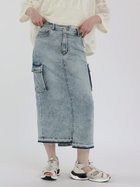 【ラシュッド/LASUD】のウォッシュデニムスカート 大人の最旬トレンドファッション＆コーディネート founy(ファウニー) ファッション Fashion レディースファッション Fashion for Women スカート Skirts デニムスカート・カジュアルスカート Denim Skirts ウォッシュ Washed Finish カットオフ Cut-Off Design デニム Denim, Jeans Material ポケット Pocket, Pocket Detail ミリタリー Military, Army Style ユーズド Used, Vintage-Look thumbnail ブルー|ID: prp329100004978682 ipo3291000000037310417