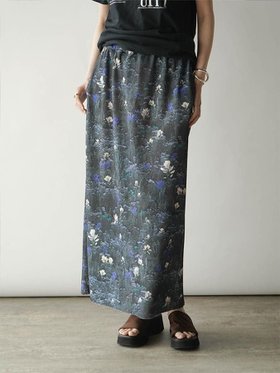 【ラシュッド/LASUD】のフラワープリントリブタイトスカート 大人の最旬トレンドファッション＆コーディネート founy(ファウニー) ファッション Fashion レディースファッション Fashion for Women スカート Skirts おすすめ Recommended / Our Picks シンプル Simple, Minimal スリット Slit, Slit Detail フラワー Flower, Floral プリント Print, Printed Pattern |ID:prp329100004978685