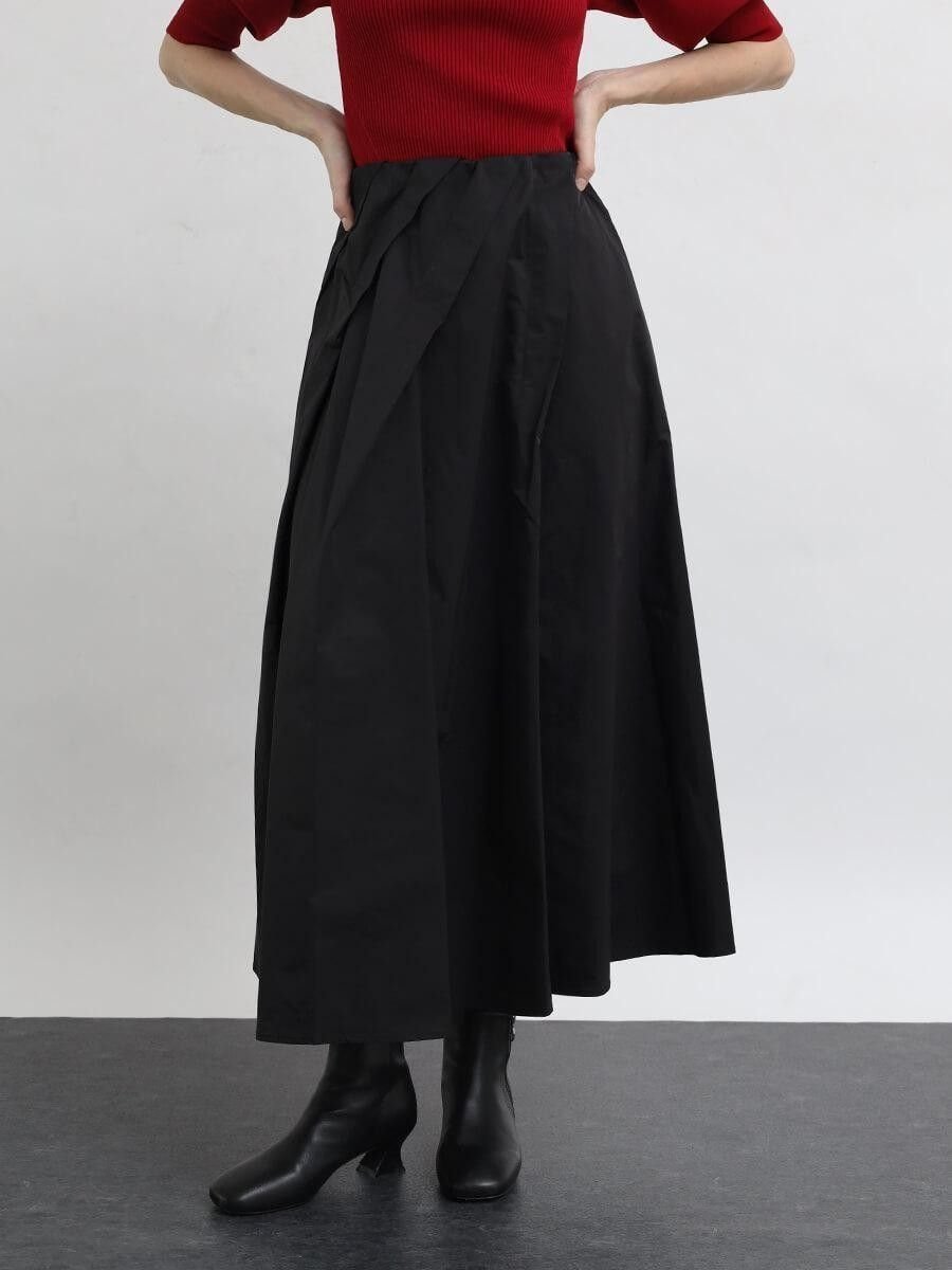 【ラシュッド/LASUD】のセミフレアタックデザインスカート インテリア・キッズ・メンズ・レディースファッション・服の通販 founy(ファウニー) 　ファッション　Fashion　レディースファッション　Fashion for Women　スカート　Skirts　スタイリッシュ　Stylish, Fashionable　タフタ　Taffeta, Structured Fabric　フレア　Flare, Flared　エレガント 上品　Elegant　ブラック|ID: prp329100004978692 ipo3291000000037310449
