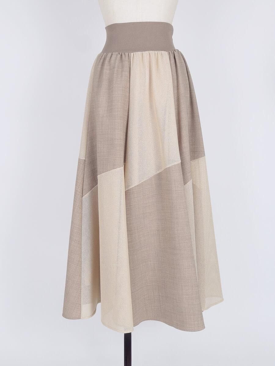 【ヴァン/Vin】のメッシュパネルフレアスカート インテリア・キッズ・メンズ・レディースファッション・服の通販 founy(ファウニー) 　ファッション　Fashion　レディースファッション　Fashion for Women　スカート　Skirts　Aライン・フレアスカート　A-Line & Flared Skirts　シンプル　Simple, Minimal　フレア　Flare, Flared　ミックス　Mix, Mixed Style　メッシュ　Mesh, Net Fabric　ベージュ|ID: prp329100004978698 ipo3291000000037310466