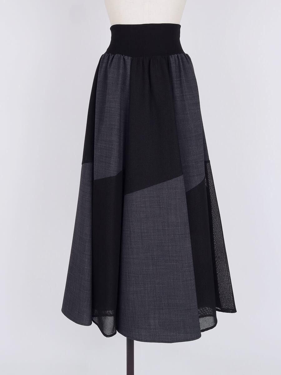 【ヴァン/Vin】のメッシュパネルフレアスカート インテリア・キッズ・メンズ・レディースファッション・服の通販 founy(ファウニー) 　ファッション　Fashion　レディースファッション　Fashion for Women　スカート　Skirts　Aライン・フレアスカート　A-Line & Flared Skirts　シンプル　Simple, Minimal　フレア　Flare, Flared　ミックス　Mix, Mixed Style　メッシュ　Mesh, Net Fabric　チャコールグレー|ID: prp329100004978698 ipo3291000000037310468
