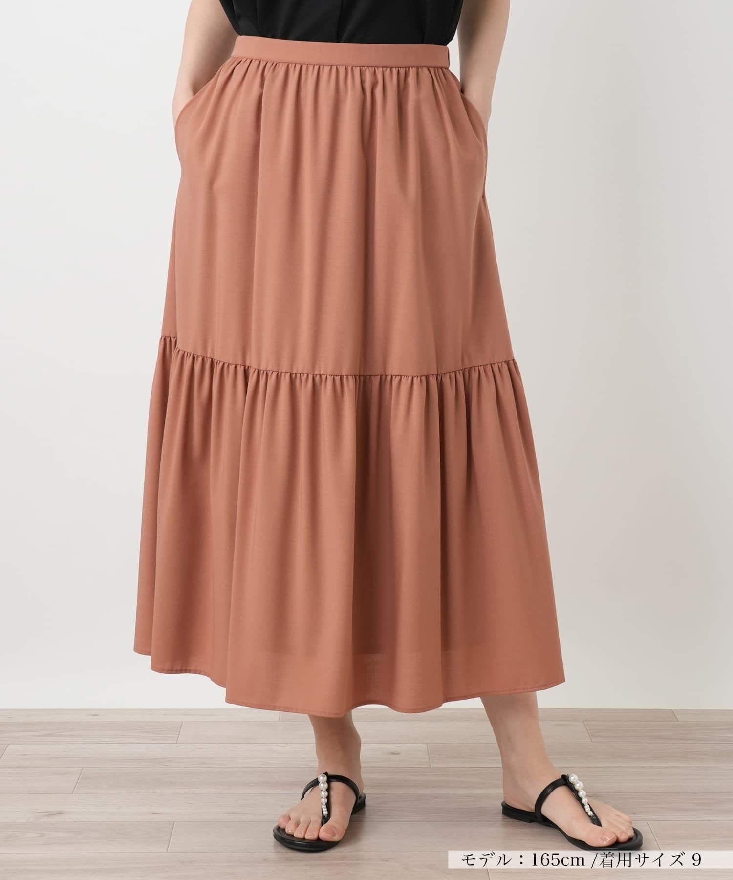 【レリアン/LEILIAN】のティアードロングスカート【BOURGE】 インテリア・キッズ・メンズ・レディースファッション・服の通販 founy(ファウニー) 　ファッション　Fashion　レディースファッション　Fashion for Women　スカート　Skirts　ロングスカート　Long Skirts / Maxi & Midi Skirts　カットソー　Cut and Sewn Top　セットアップ　Set-Up, Coordinated Outfit　ティアード　Tiered, Tiered Style　フィット　Fit, Slim Fit　フロント　Front, Front Design　ベスト　Vest, Waistcoat　ポケット　Pocket, Pocket Detail　ロング　Long, Long-Length　夏　Summer　ライトオレンジ|ID: prp329100004978705 ipo3291000000037310488