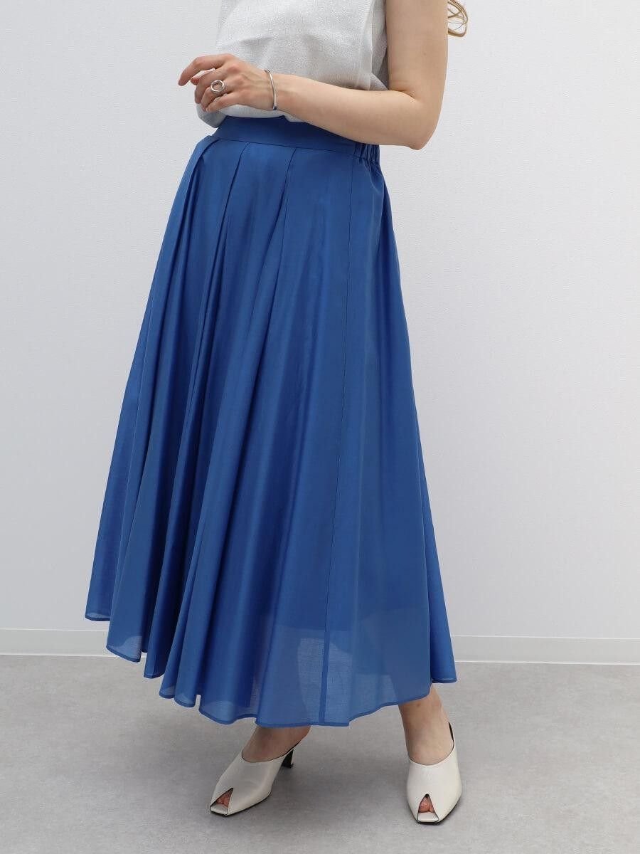 【ラシュッド/LASUD】のタックフレアロングスカート インテリア・キッズ・メンズ・レディースファッション・服の通販 founy(ファウニー) 　ファッション　Fashion　レディースファッション　Fashion for Women　スカート　Skirts　ロングスカート　Long Skirts / Maxi & Midi Skirts　とろみ　Fluid, Flowy Fabric　ドレープ　Drape, Draping Fabric　フレア　Flare, Flared　エレガント 上品　Elegant　ブルー|ID: prp329100004978728 ipo3291000000037310558